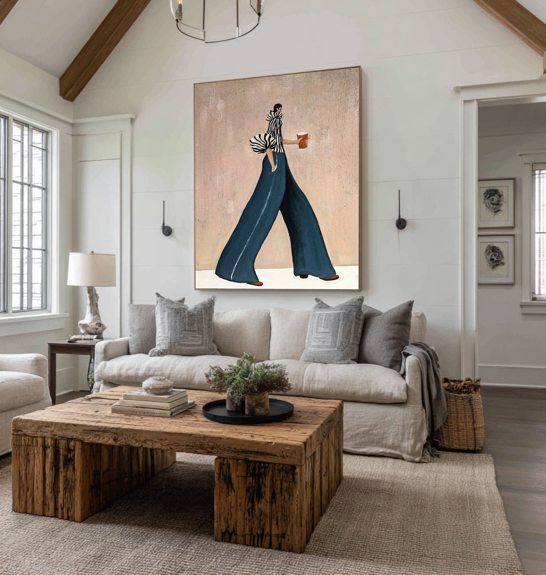 Large Abstract Woman Painting Contemporary Fashion Canvas Wall Decor