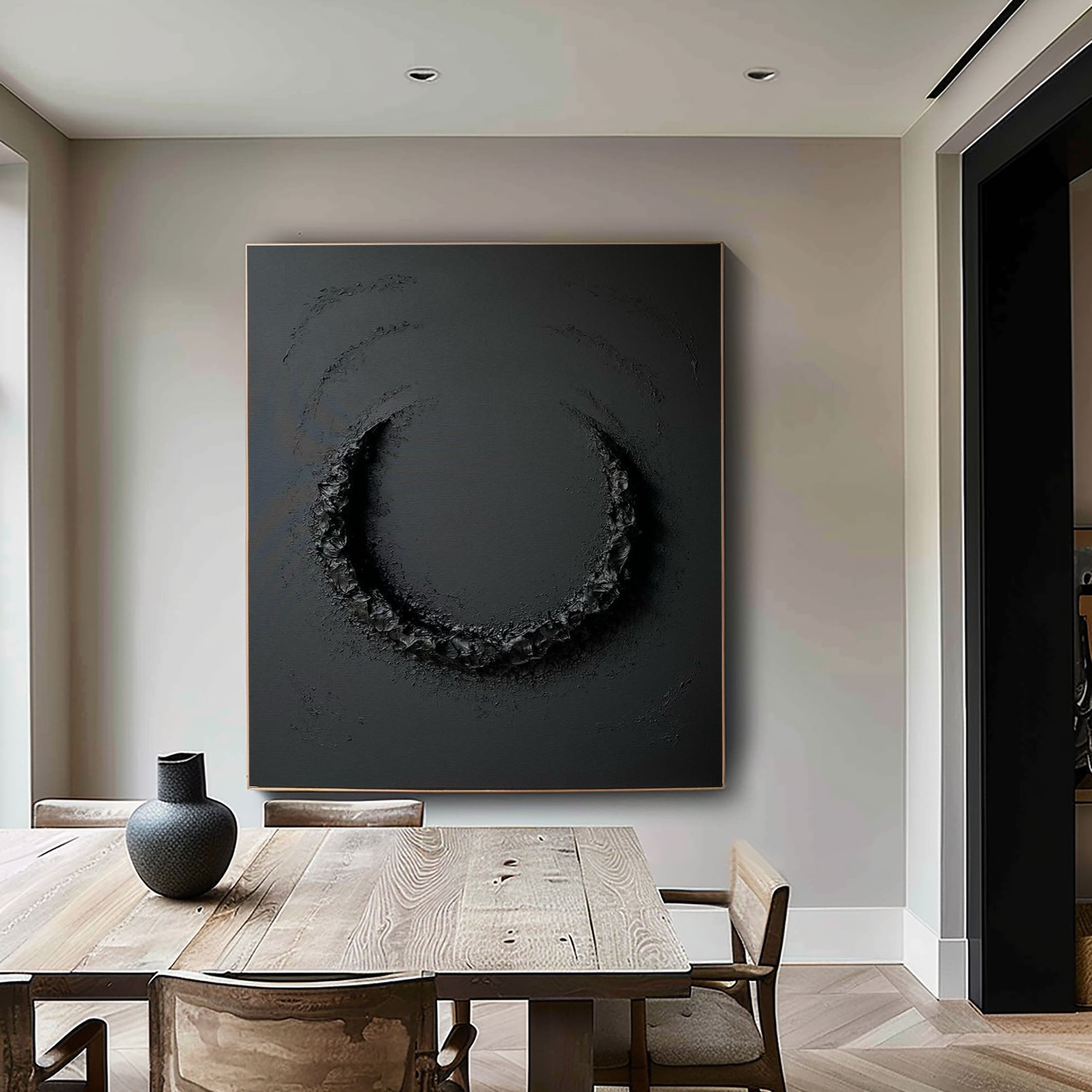 Black Textured Wall Art for Minimalist Decor #MM096