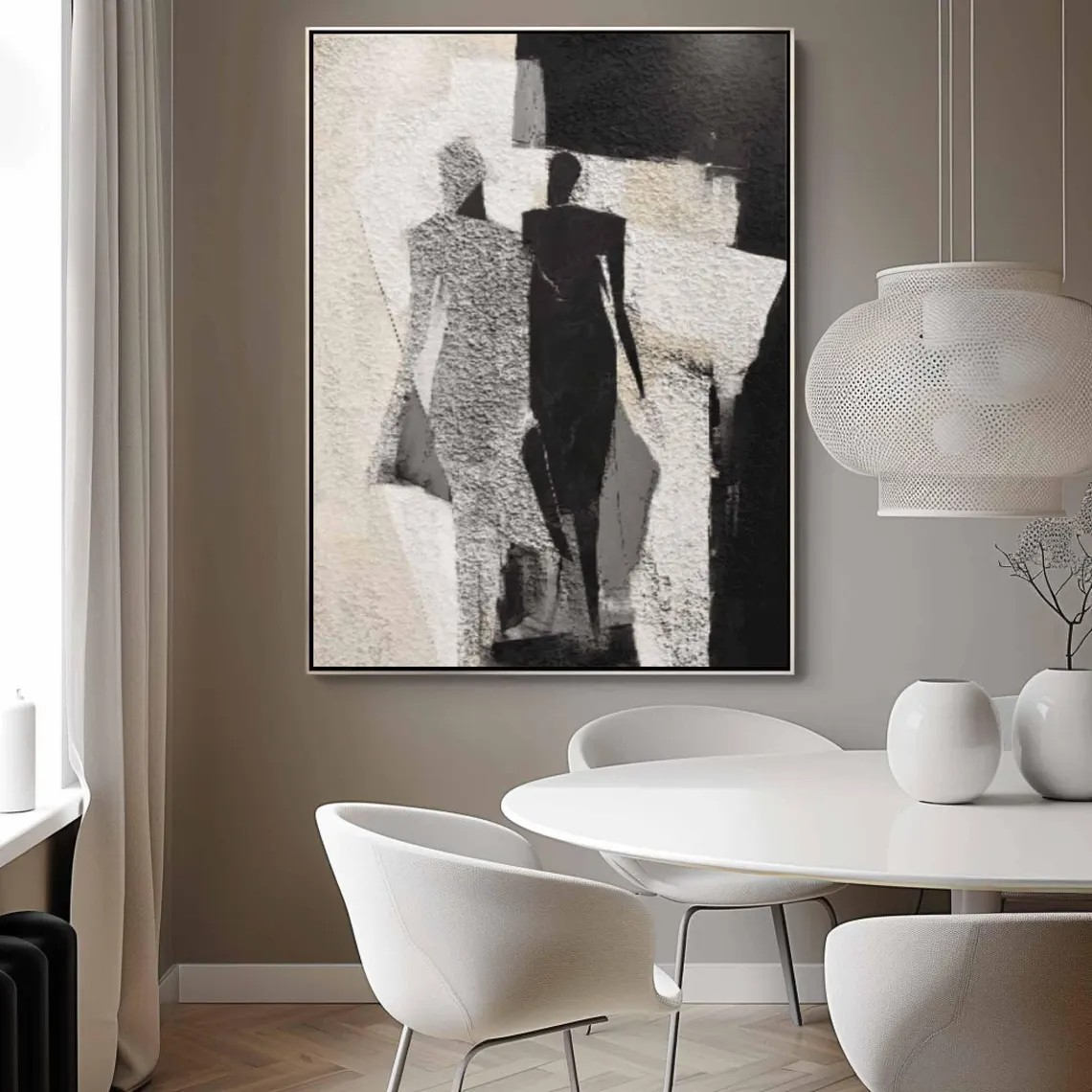 Black and White Modern Abstract Figure Wall Art #MM220