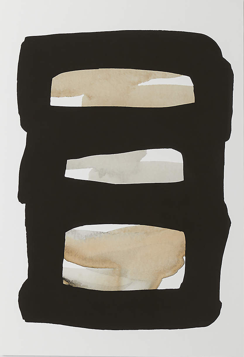 Framed Neutral Bands Abstract, Black and Beige, Minimalist Art #MM358