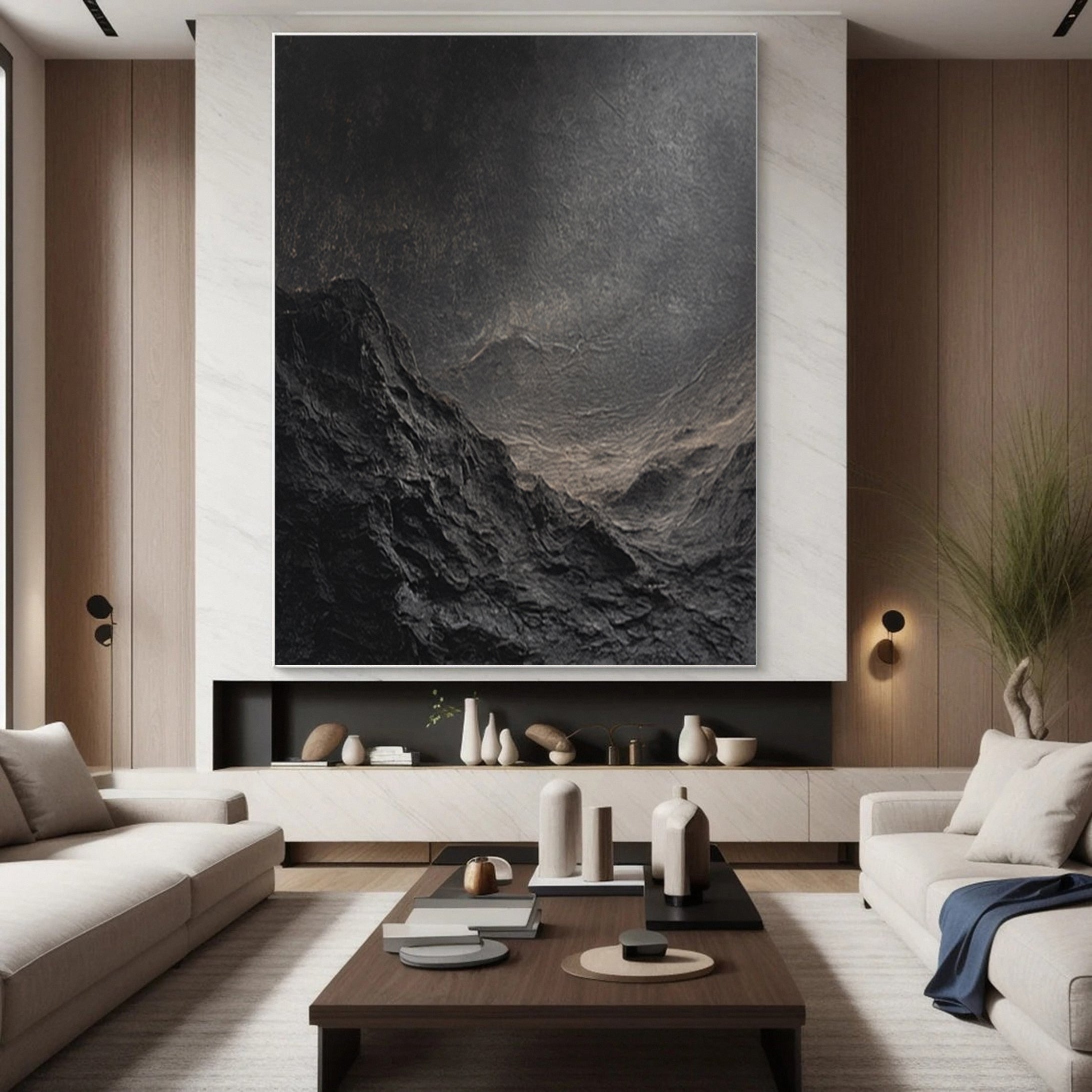 Dynamic Dark-Toned Abstract Painting