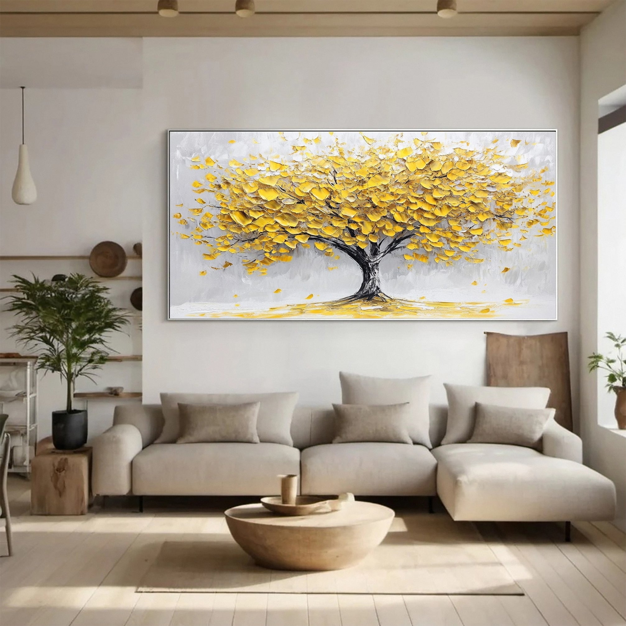 Golden Autumn Leaves Wall Art Modern Painting For Home Decor #TP032