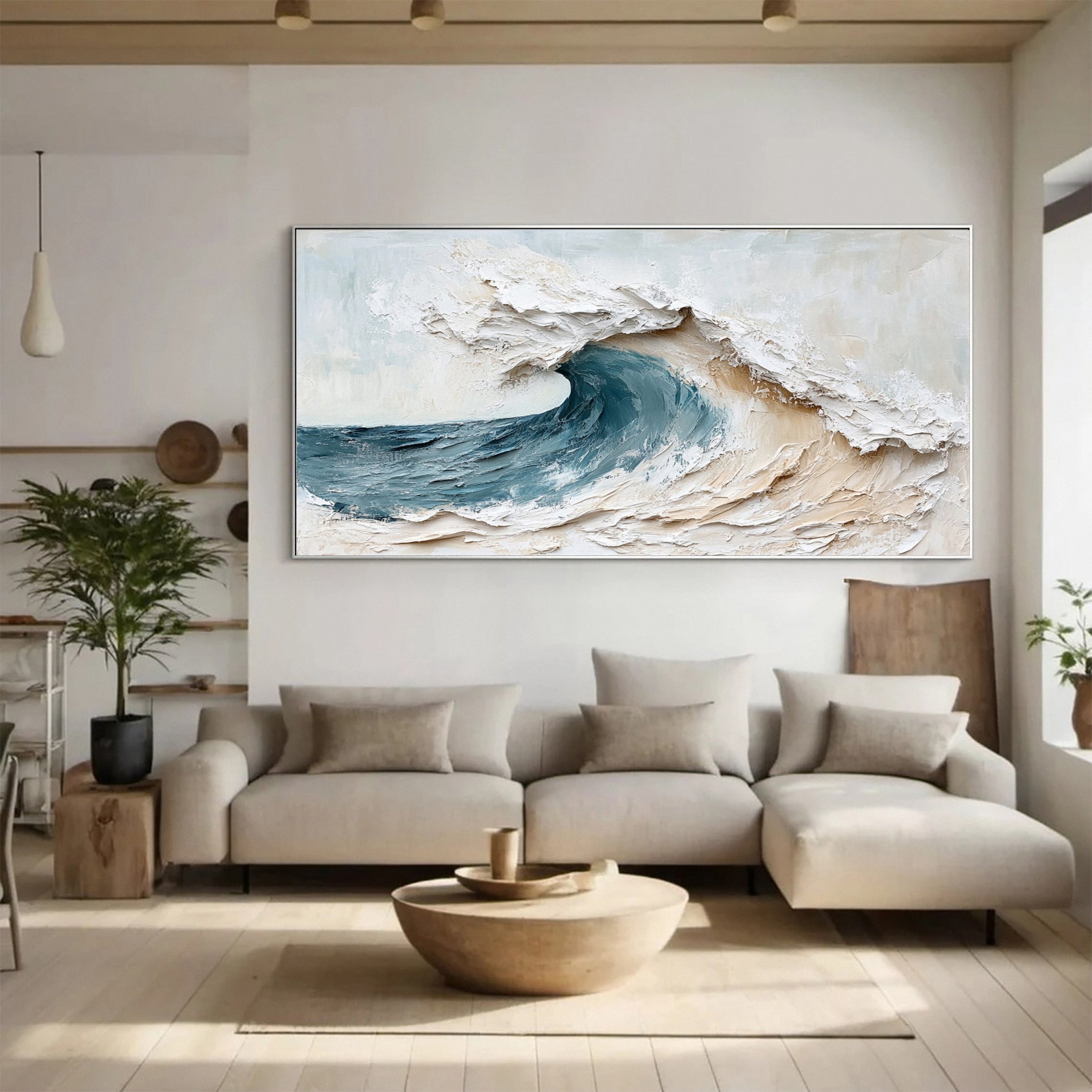 Large Textured Ocean Canvas Abstract Wave Wall Art #OP019