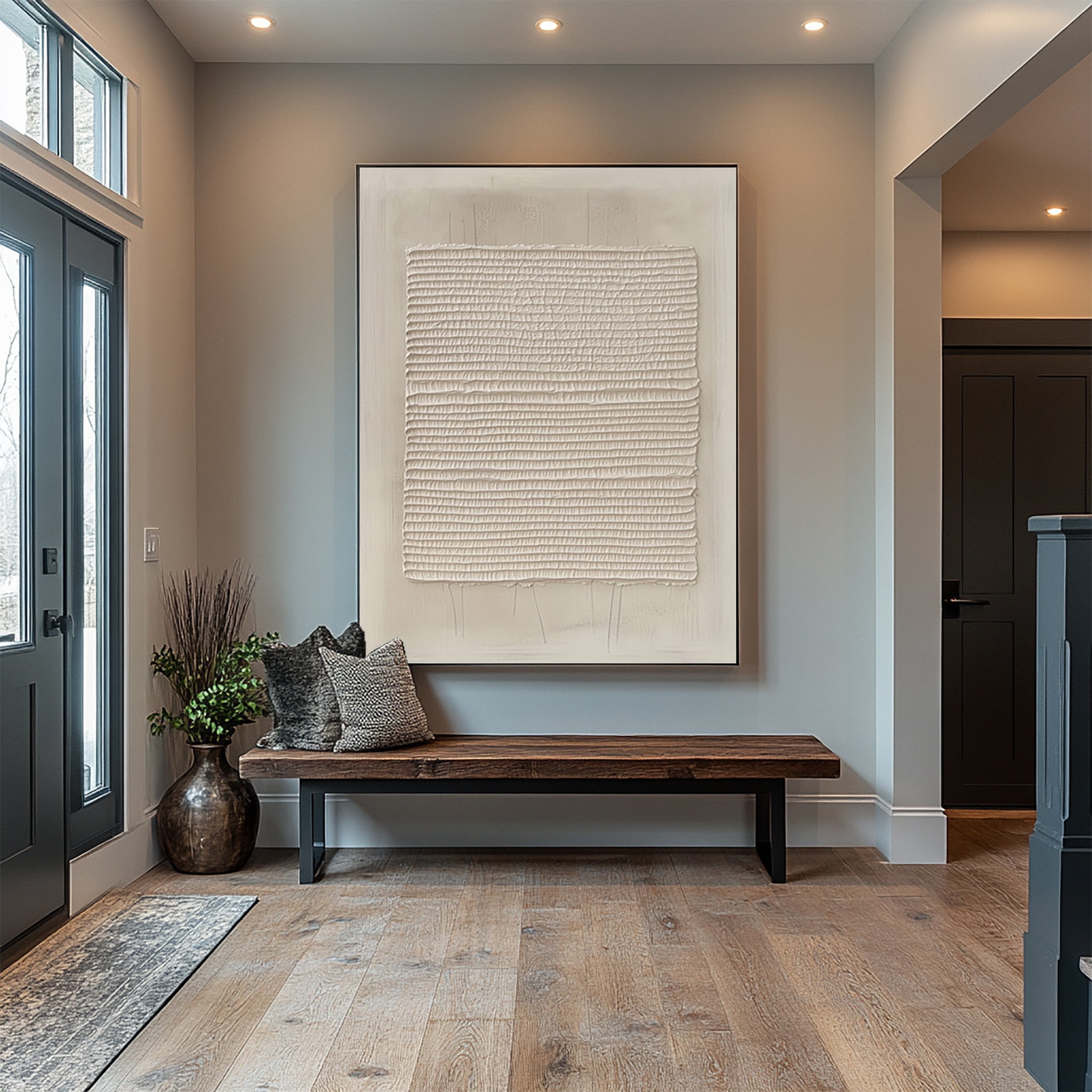 Quiet Parallel: Minimalist Art with Horizontal Tactile Lines #MM602