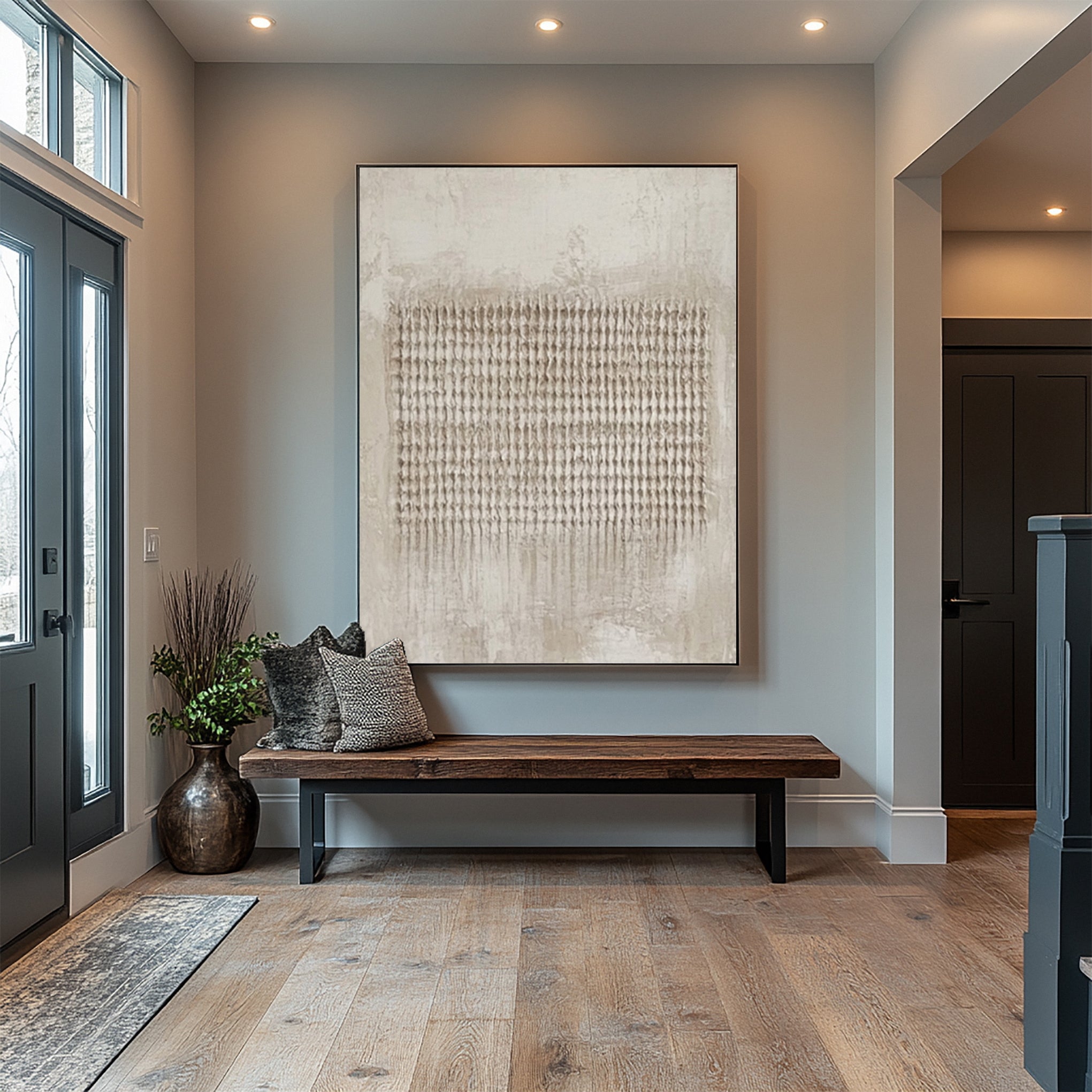 Modern Abstract Canvas with Textured Vertical Inscriptions #MM604