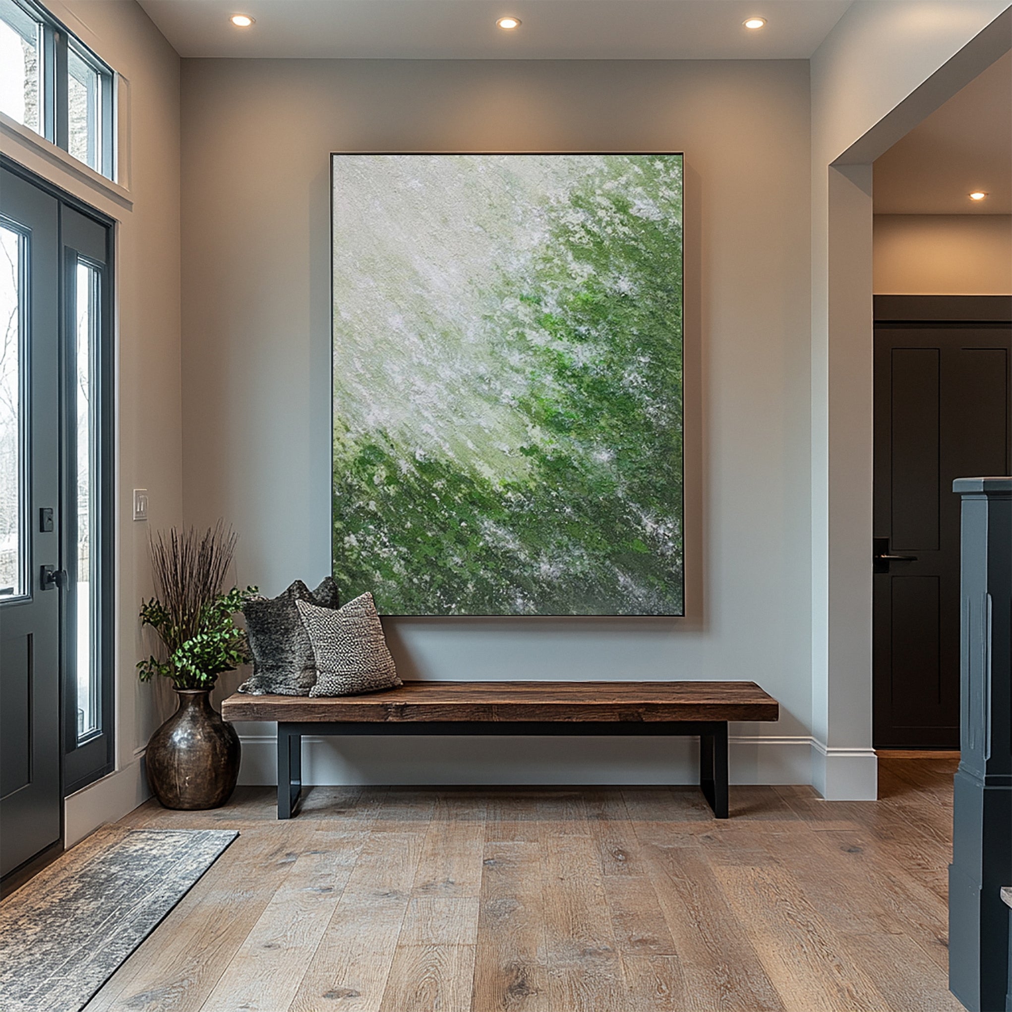 Quiet Verdant Diffusion: Contemporary Abstract Art with Green #MM637