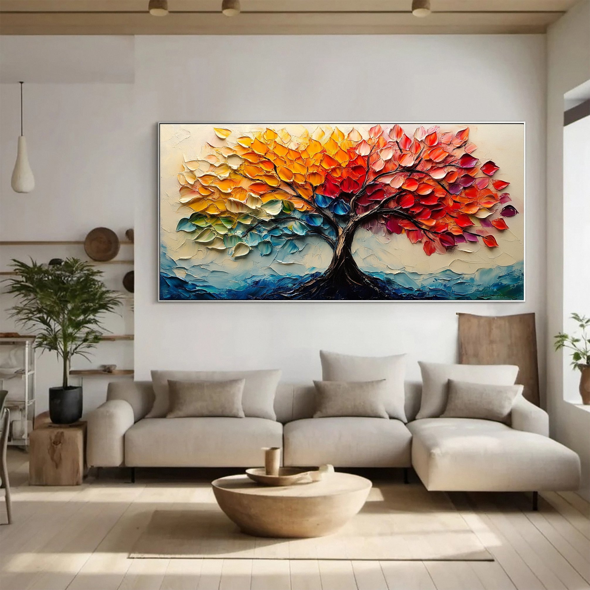 Vibrant Tree of Life Canvas Art Colorful Modern Wall Art Decor #TP028