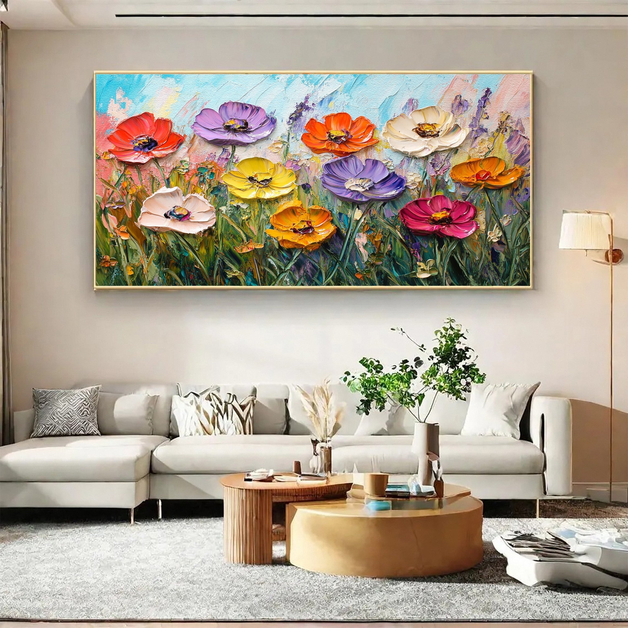 Vibrant Floral Abstract Painting for Contemporary Homes #FB029