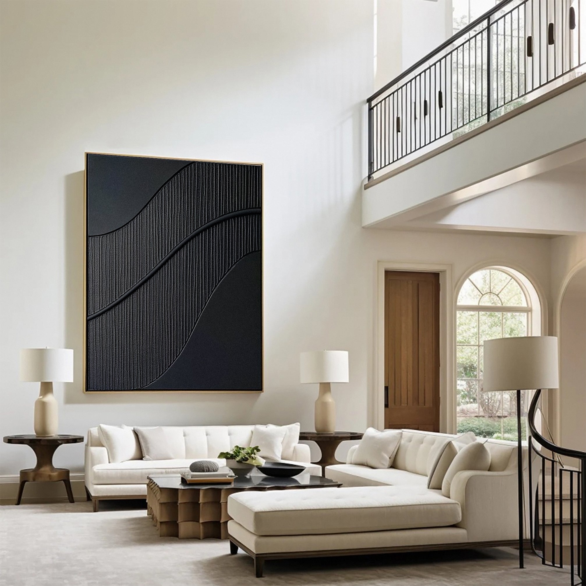 Modern Textured Black Wall Art Minimalist Elegance #MM116