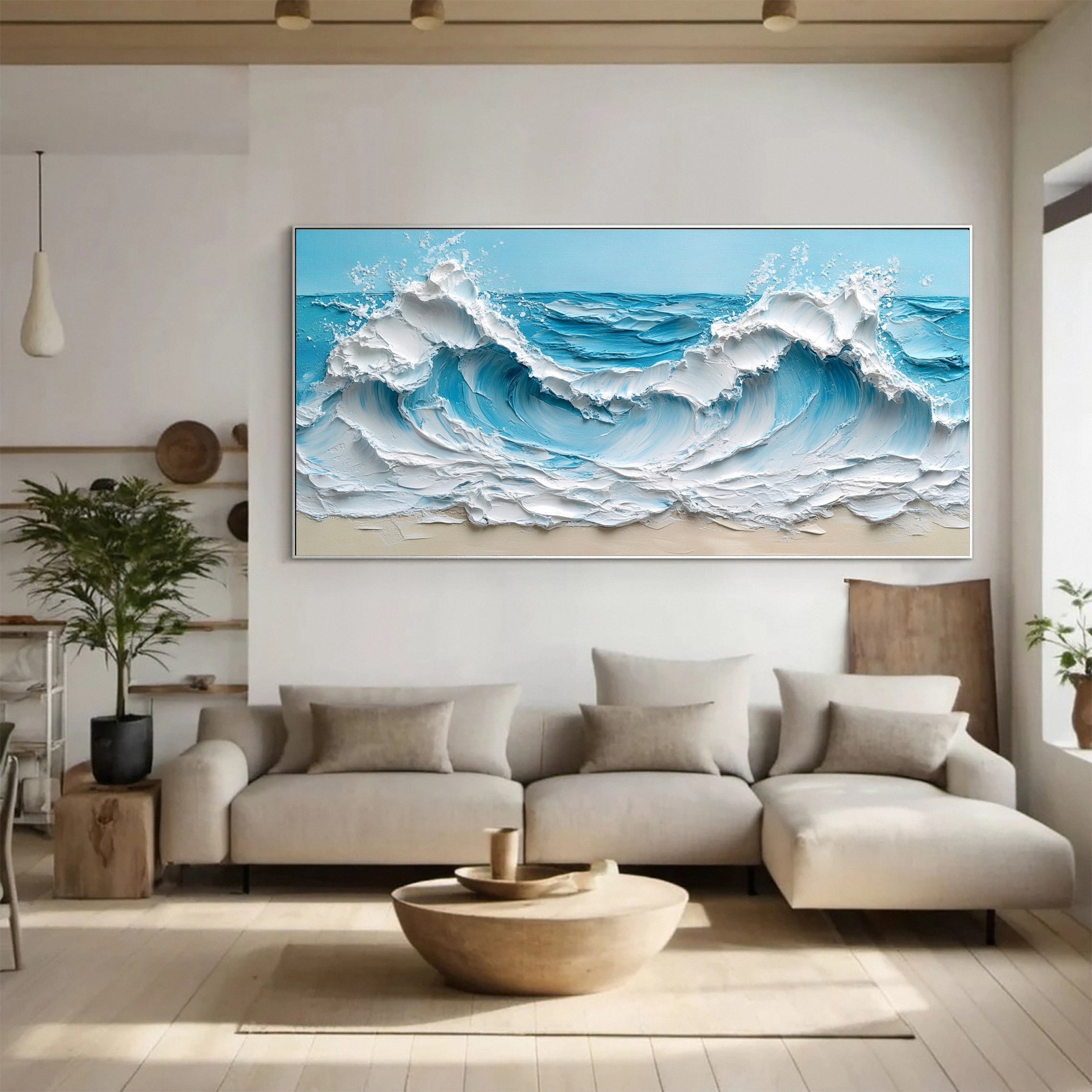 Large Abstract Ocean Wave Canvas Coastal Wall Art Decor #OP015