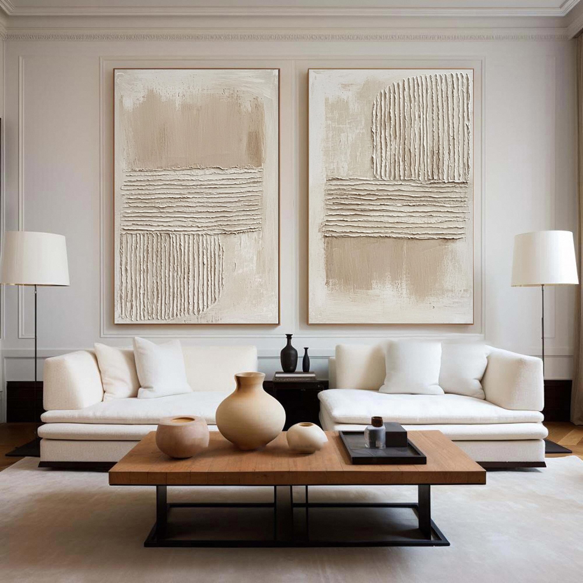 Minimalist Textured Set of 2 with Horizontal and Curved Relief #MM606