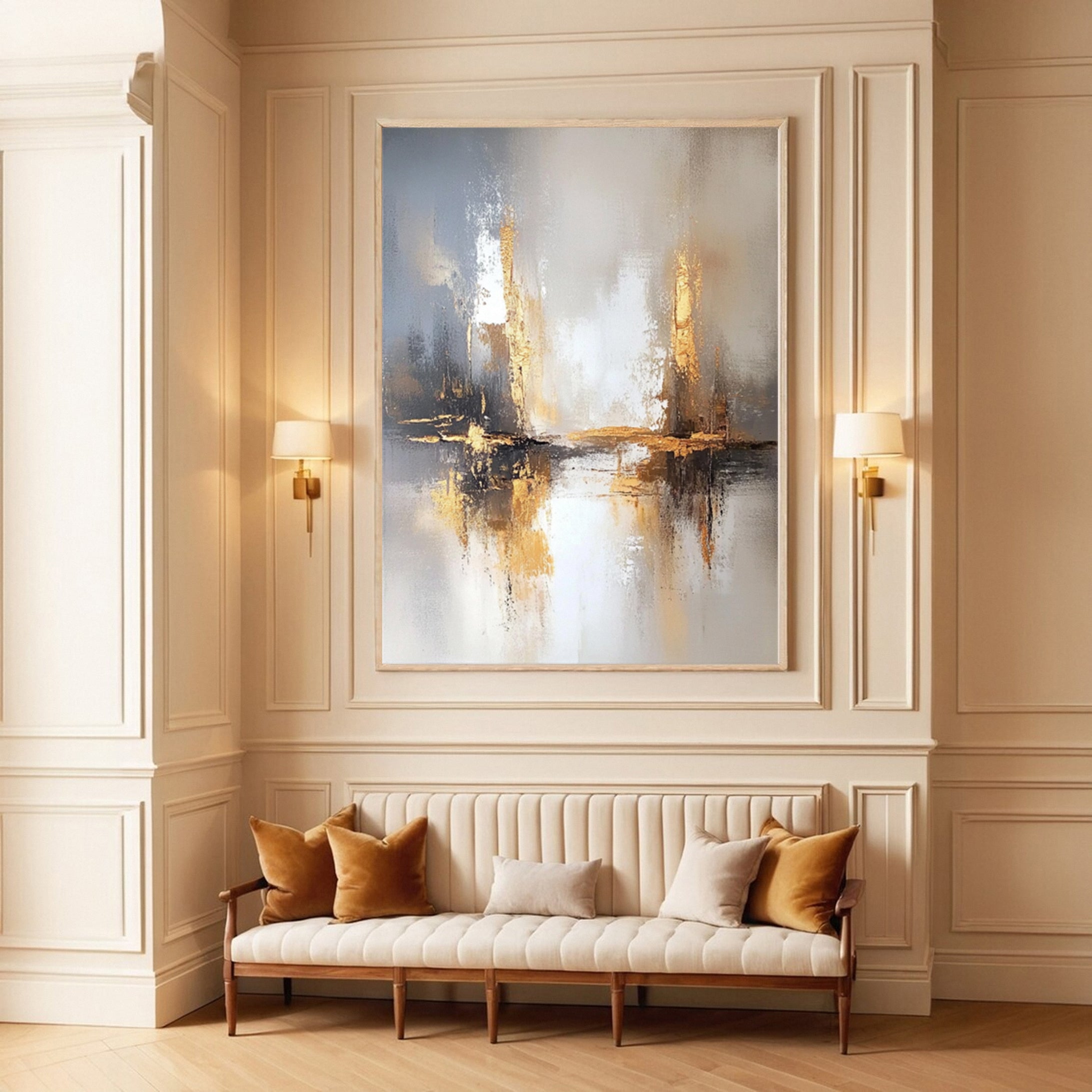 Luxury Abstract Art with Gold & Neutral Palette #AB053