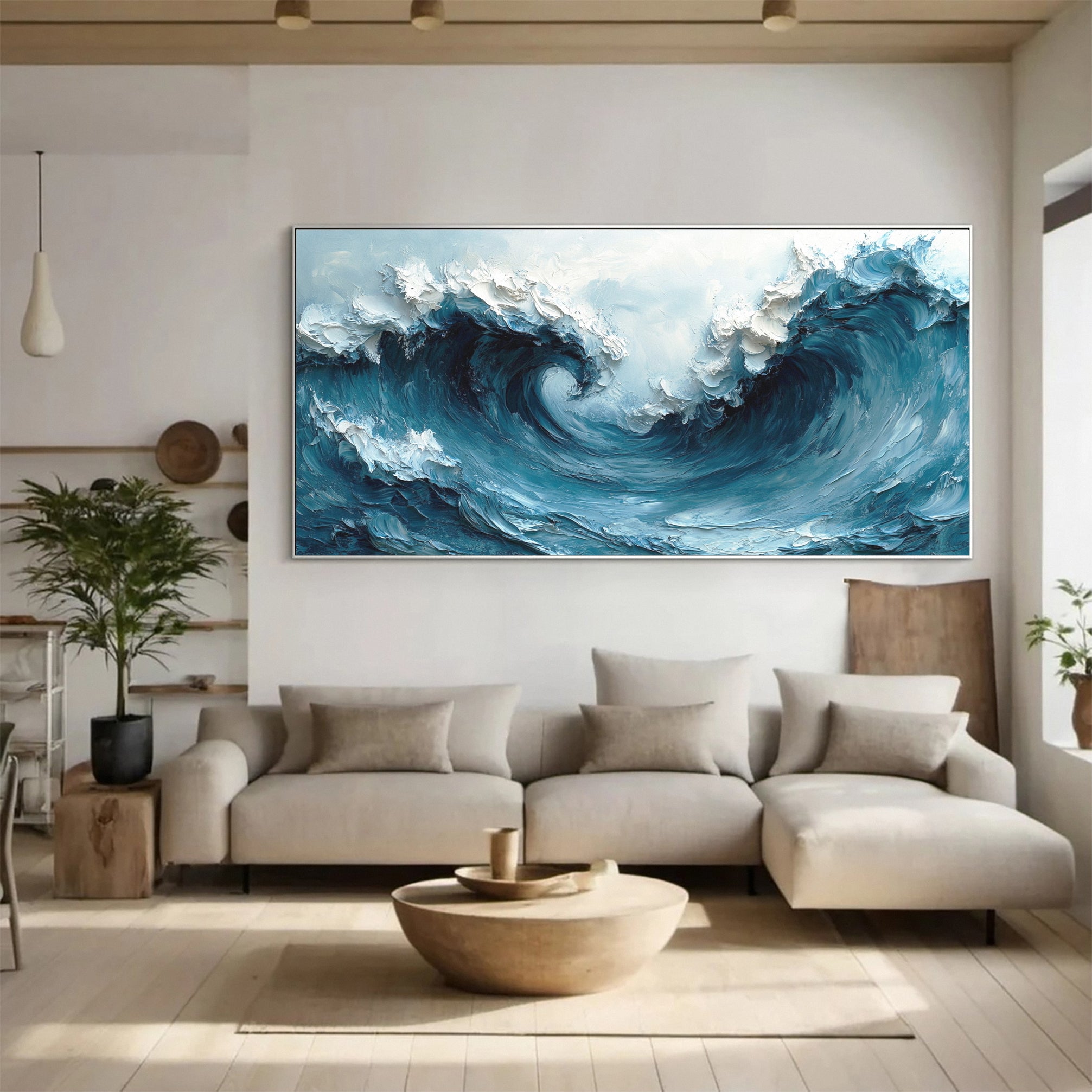 Large Coastal Wave Canvas Art Abstract Ocean Painting #OP029