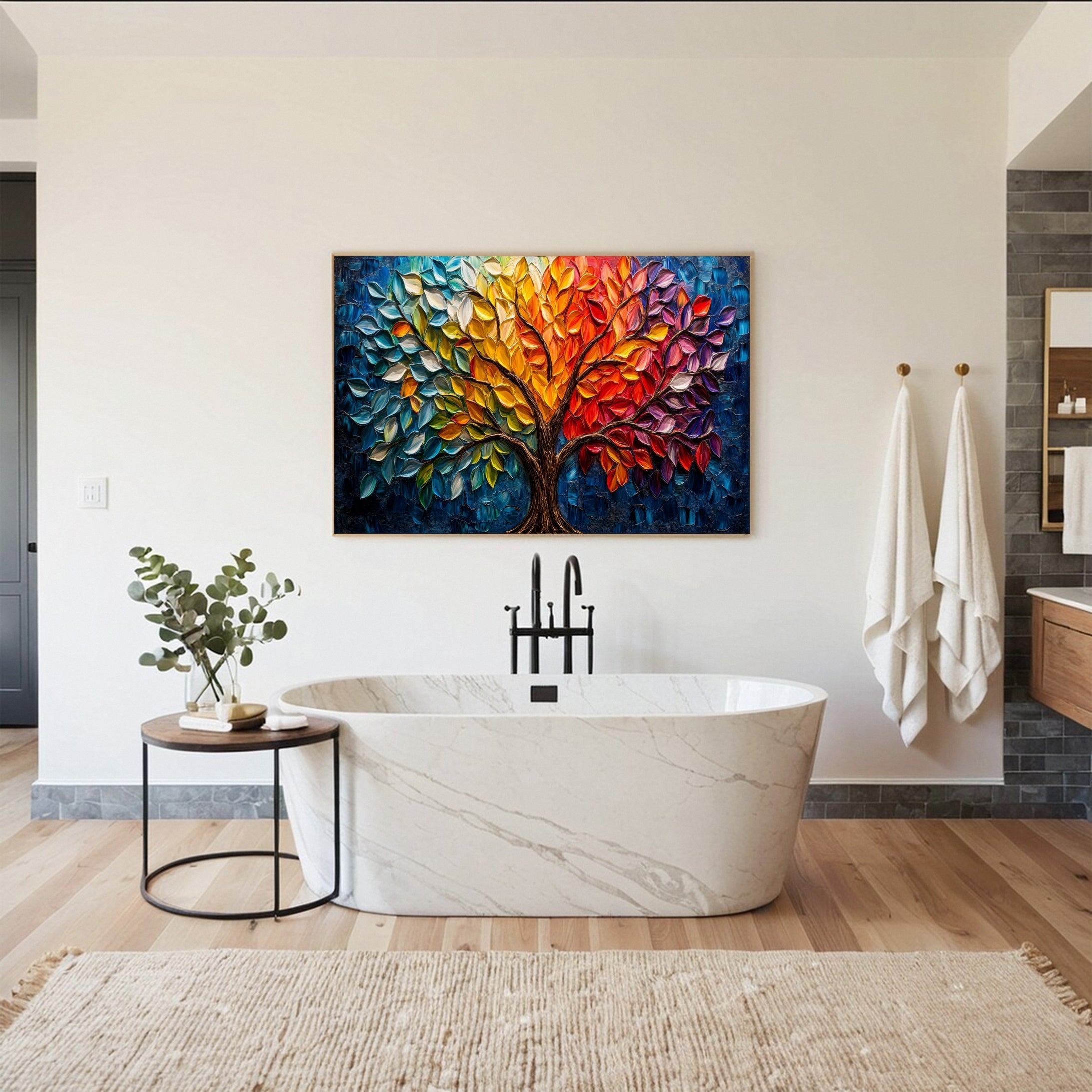 Colorful Tree of Life Wall Art Modern Abstract Painting #TP026