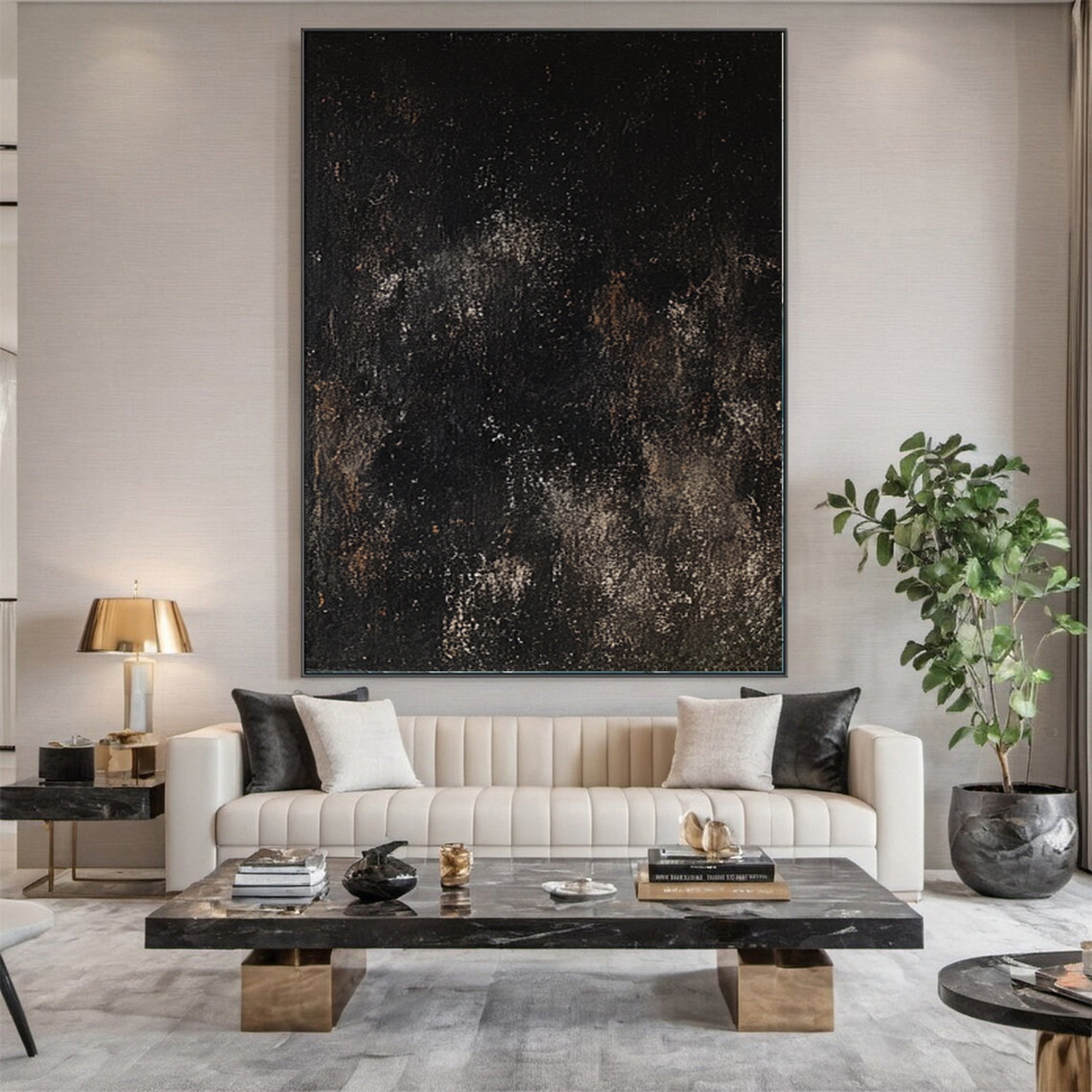 Large Black Abstract Art