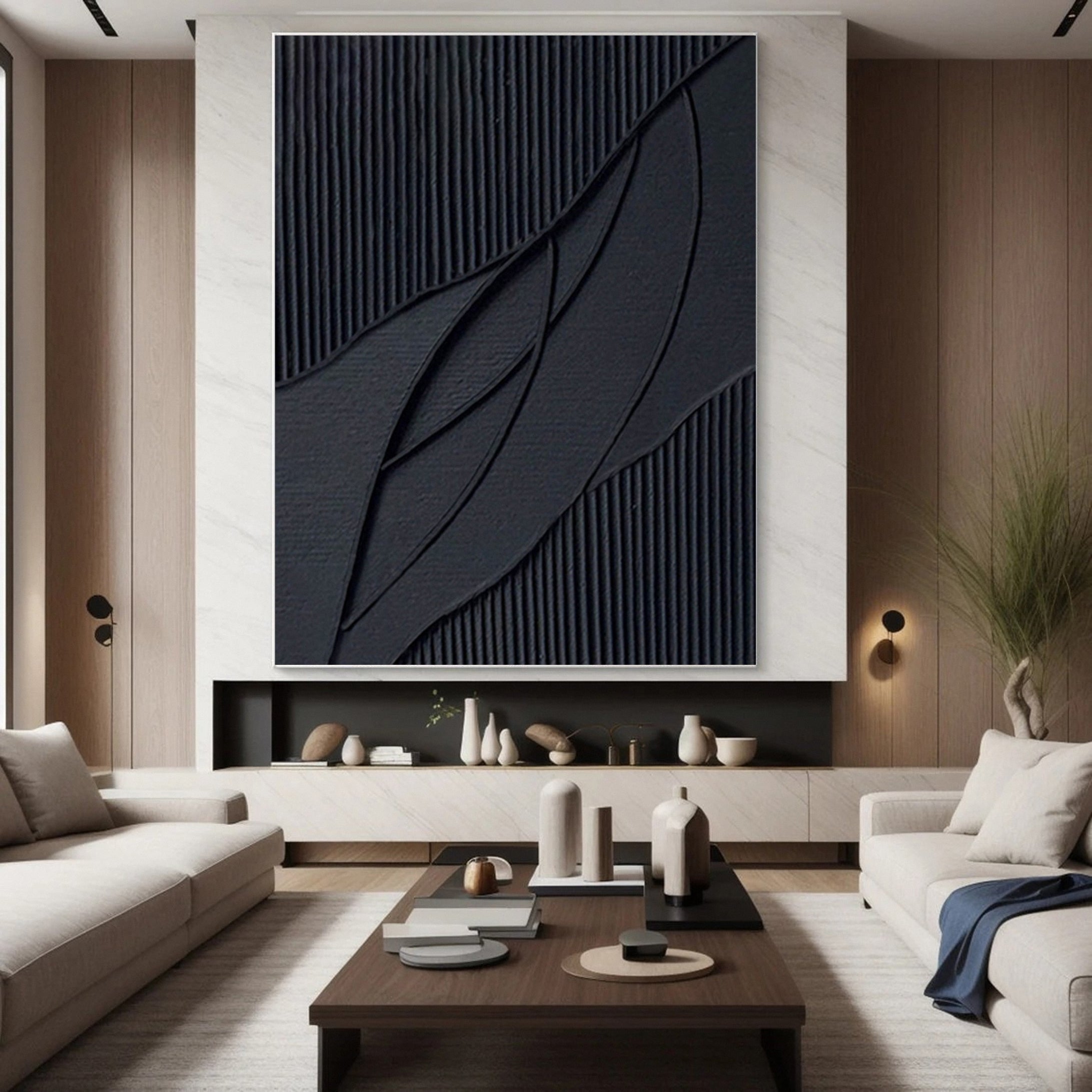 Minimalist Black Wall Art Textured Masterpiece #MM115