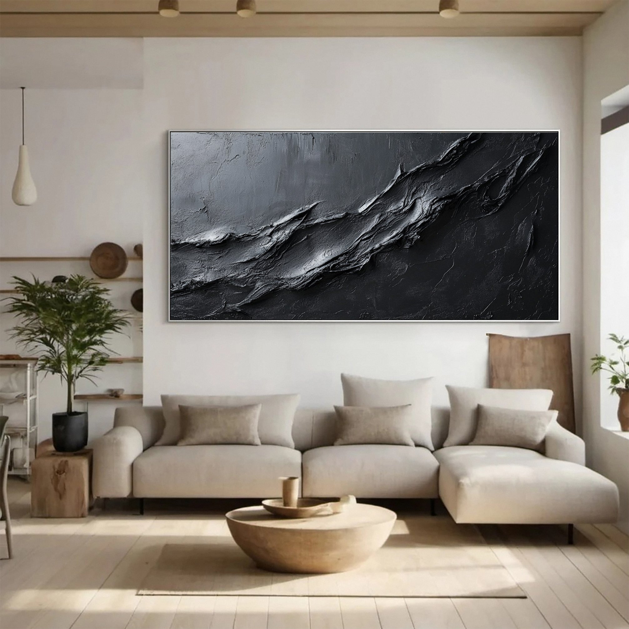 Luxurious Black Textured Artwork Modern Home Accent #MM113