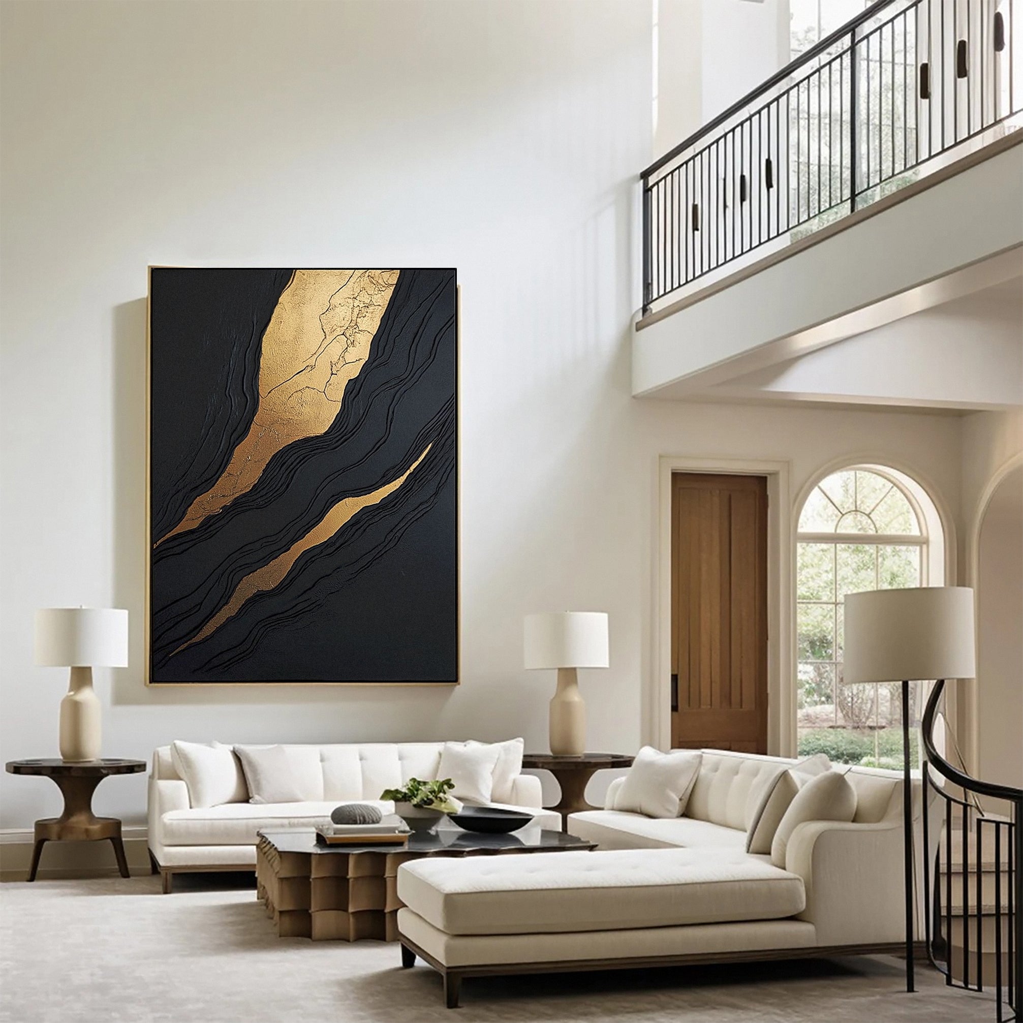 Gold & Black Canvas Art Bold Contemporary Wall Accent #MM129