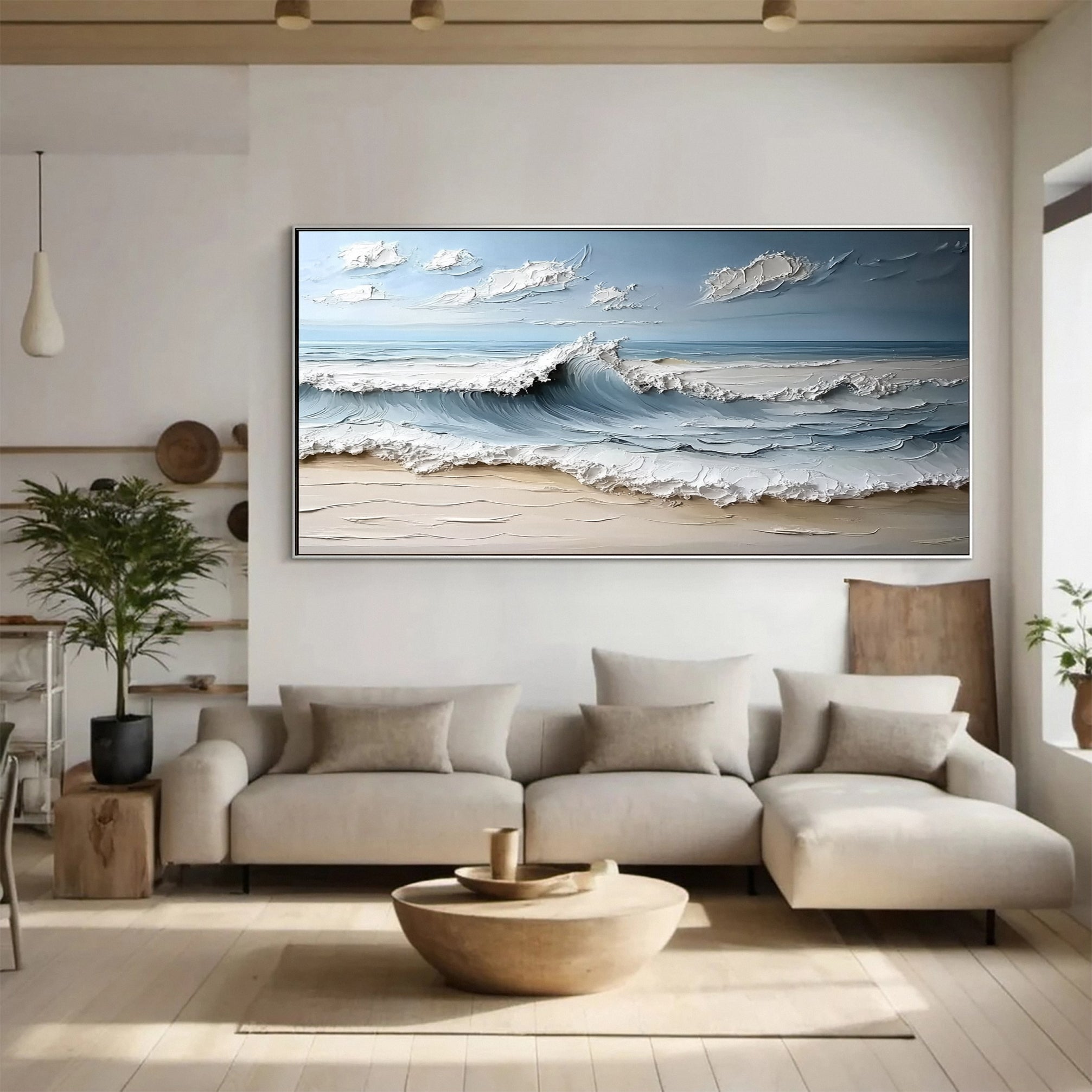 Large Ocean Wave Canvas Beach Coastal Wall Decor #OP023