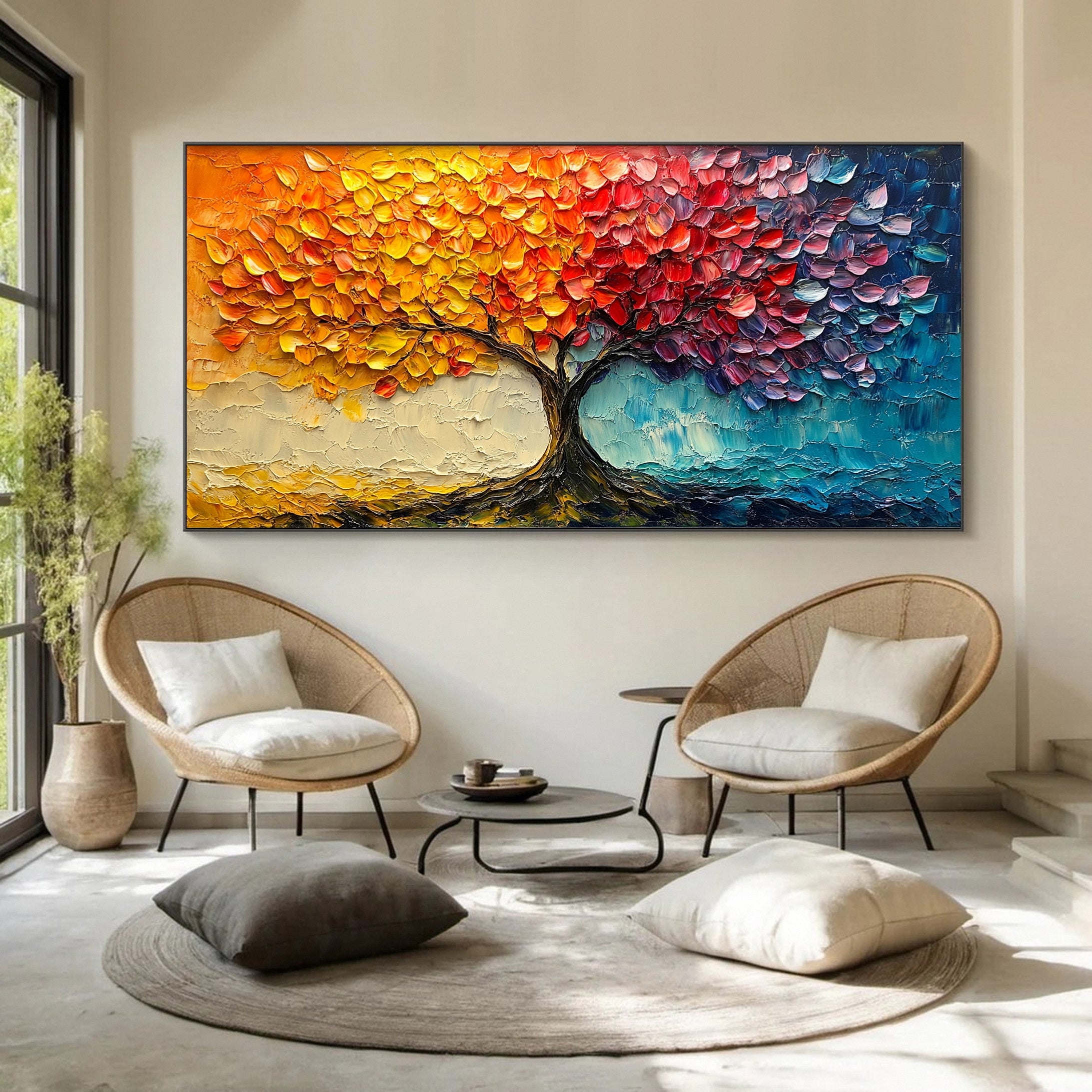 Large Colorful Tree Wall Art For Modern House Decor