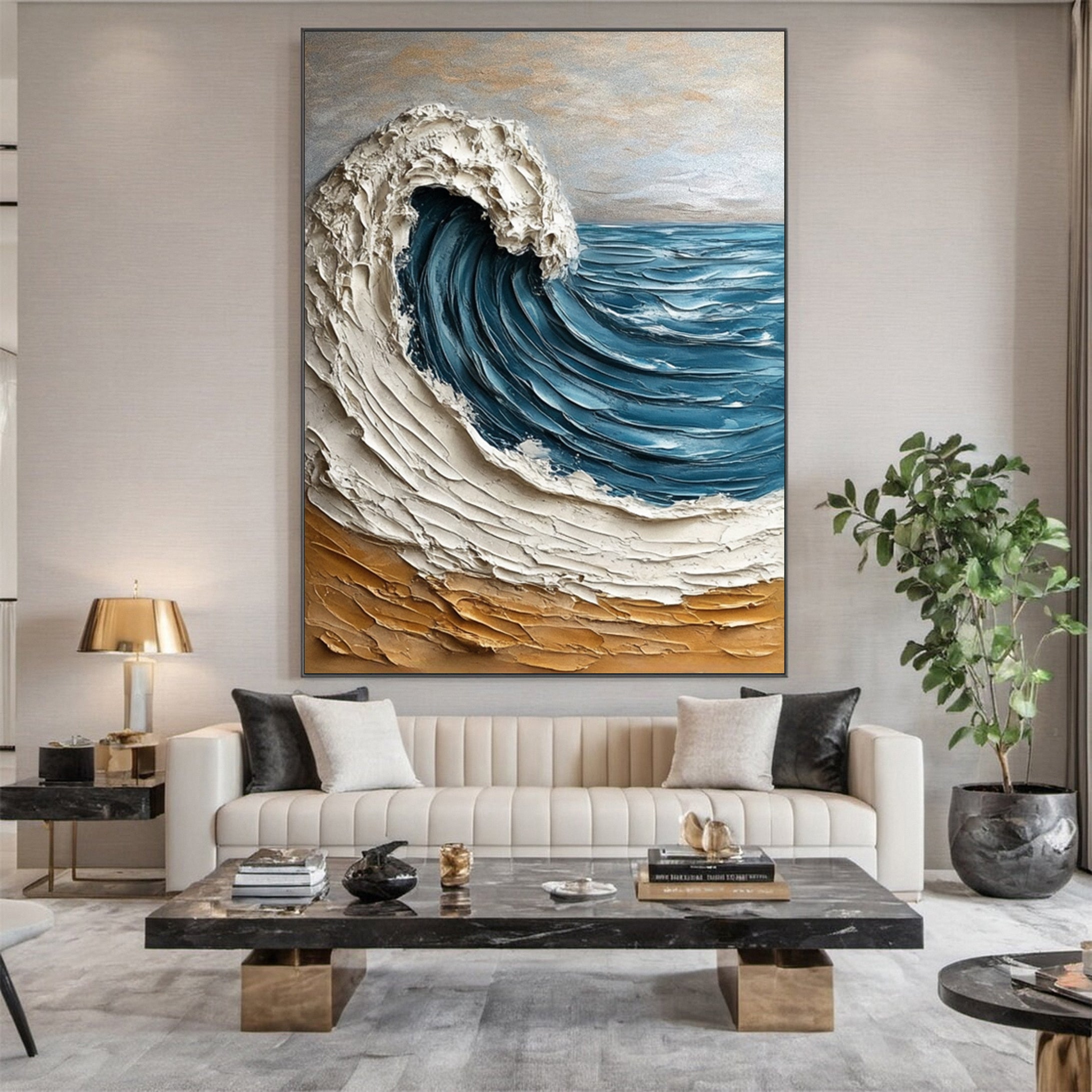 Dynamic Ocean Wave Canvas Art for Elegant Homes #OP032