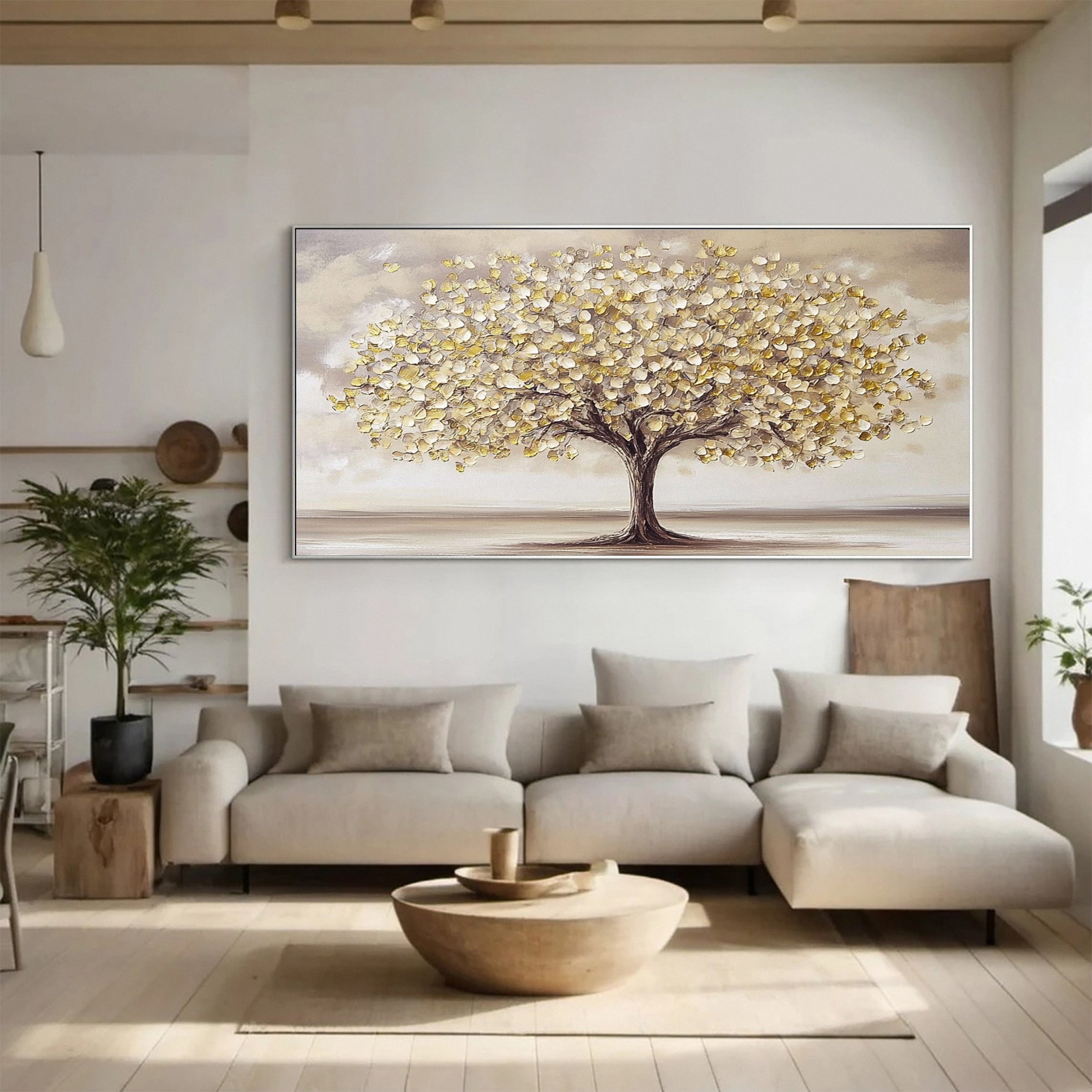 Luxurious Golden Tree Artwork Rich Textured Decor #TP031