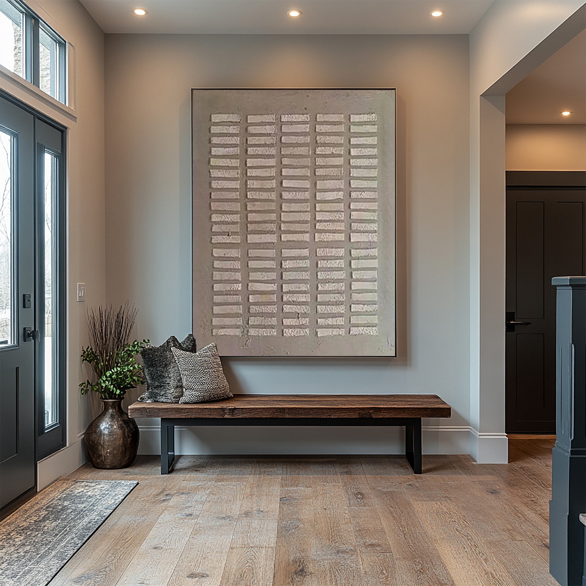 Neutral Blocks: Minimalist Abstract with Horizontal Bar Art #MM585