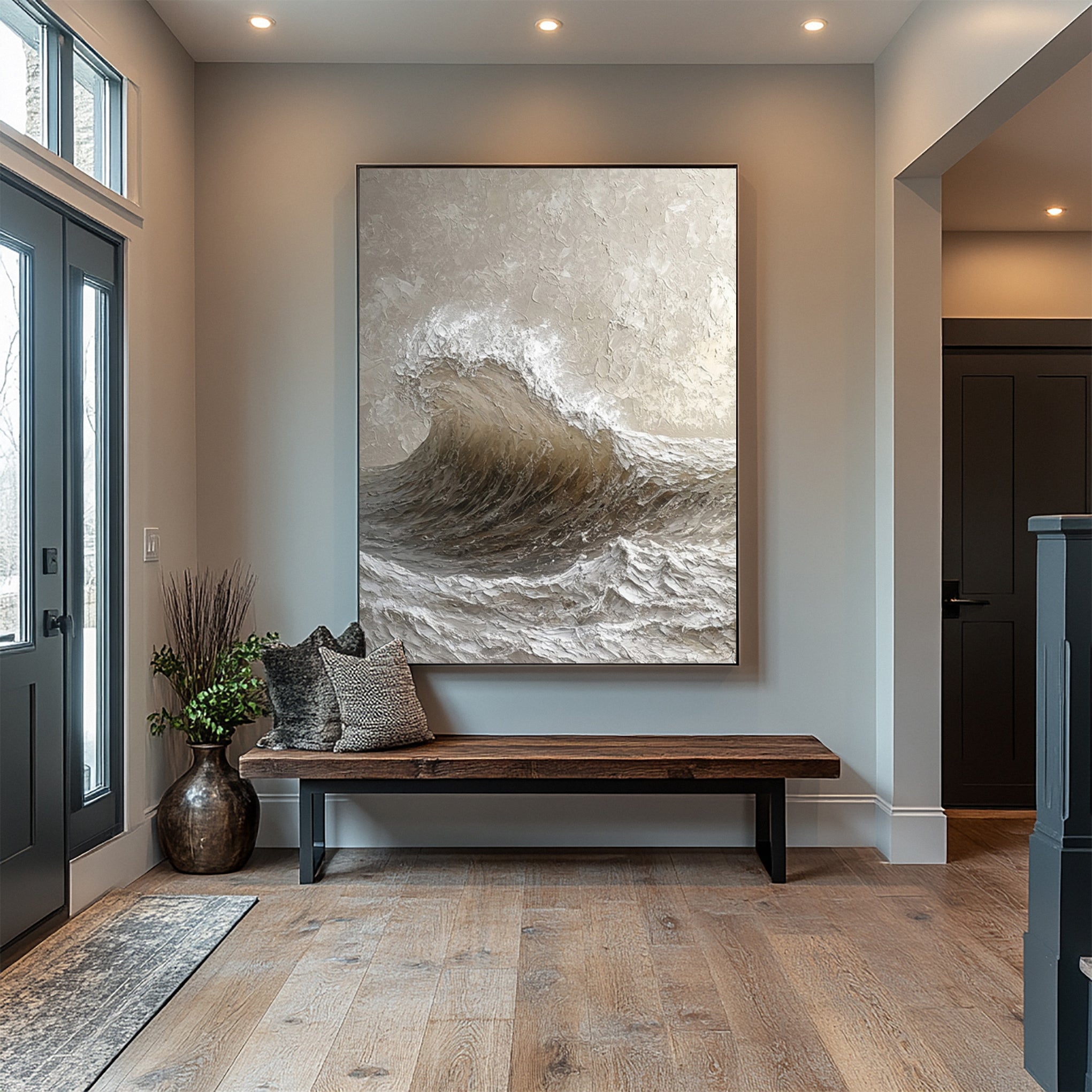 Monochromatic Fury: Dynamic Wave with Tactile Surface #MM608