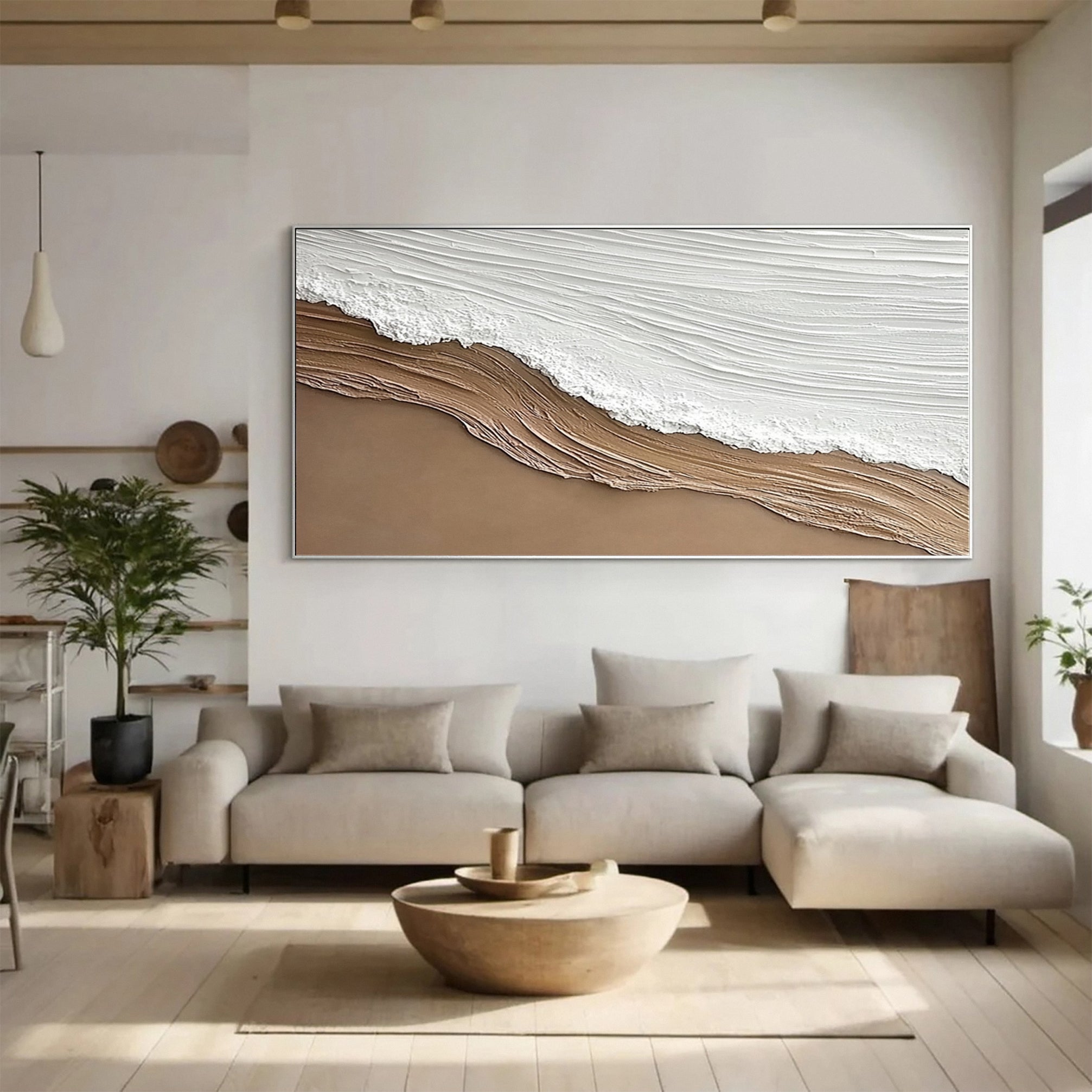 Luxury Coastal Canvas Minimalist Textured Beach Art #OP035