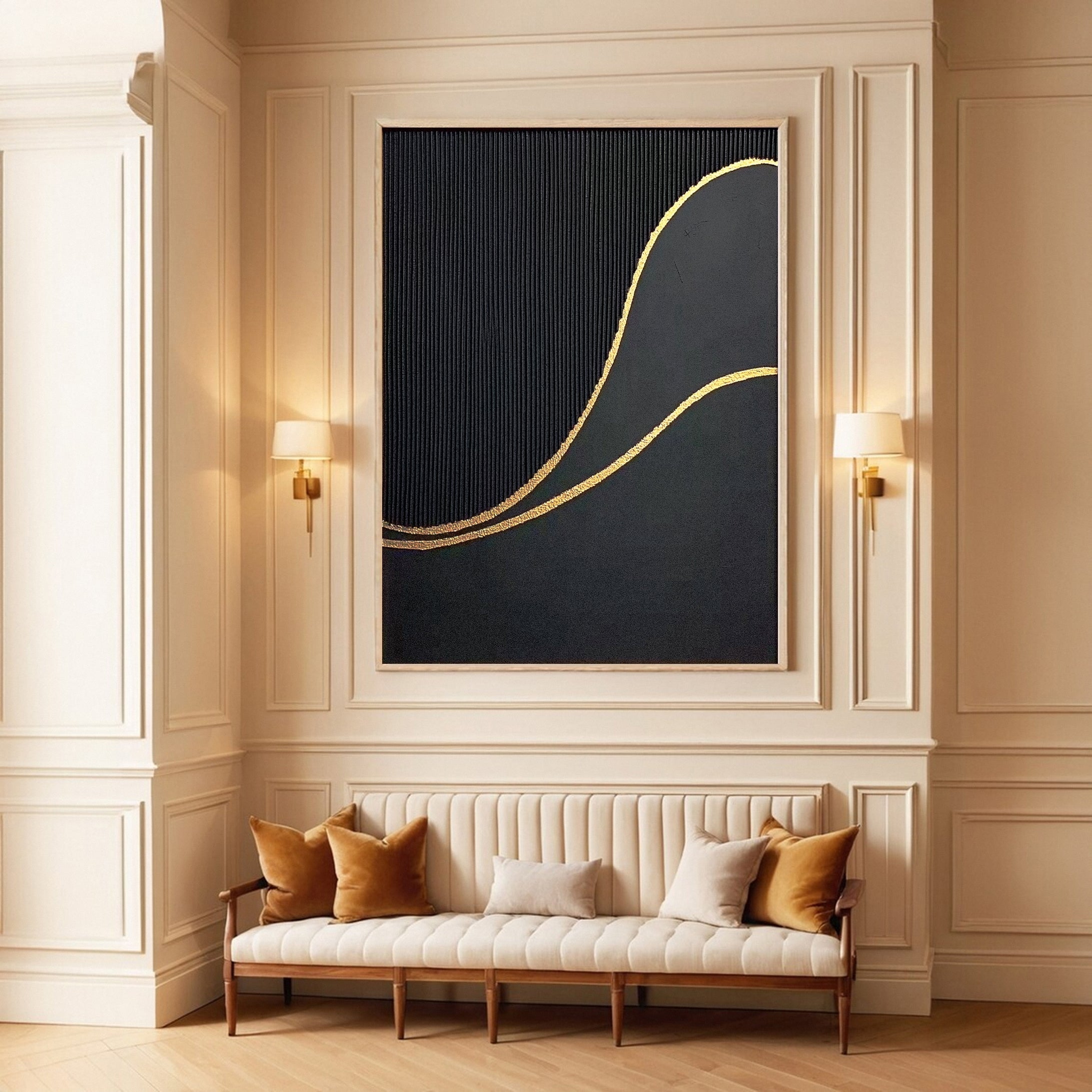 Elegant Black and Gold Abstract Painting #MM124