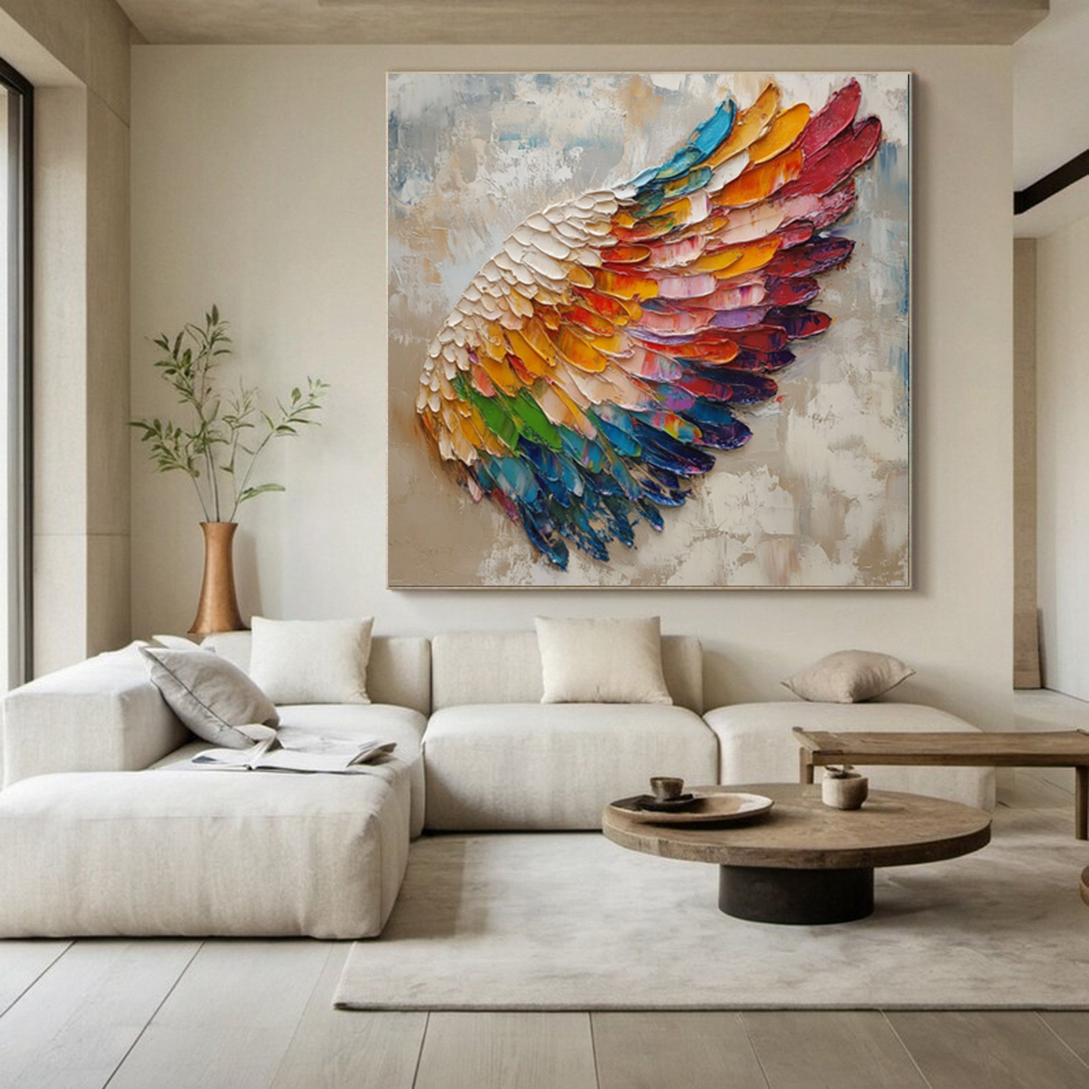 Large Colorful Wing Abstract Art Modern Textured Canvas #MM155