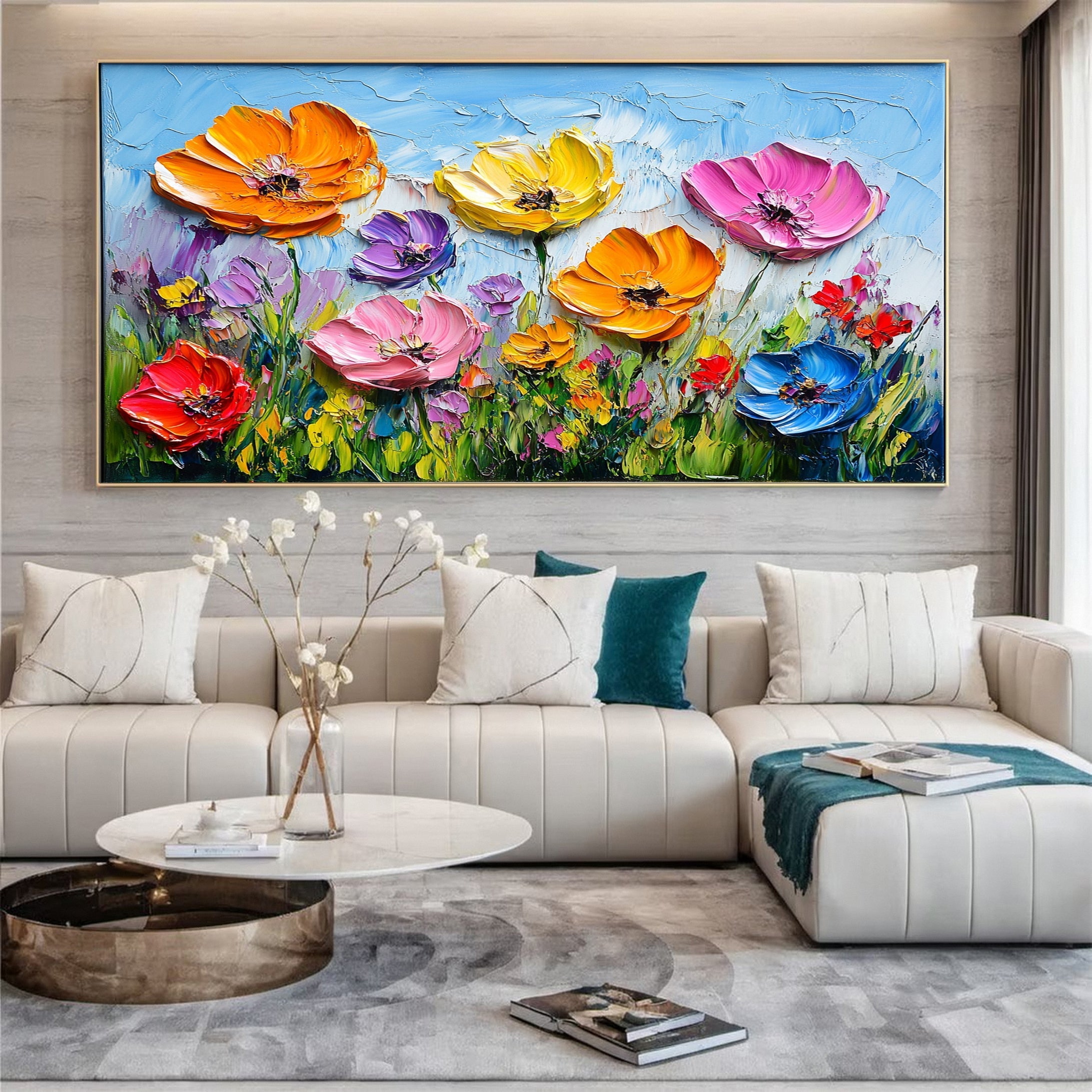 Colorful Textured Flower Landscape for Modern Homes #FB025