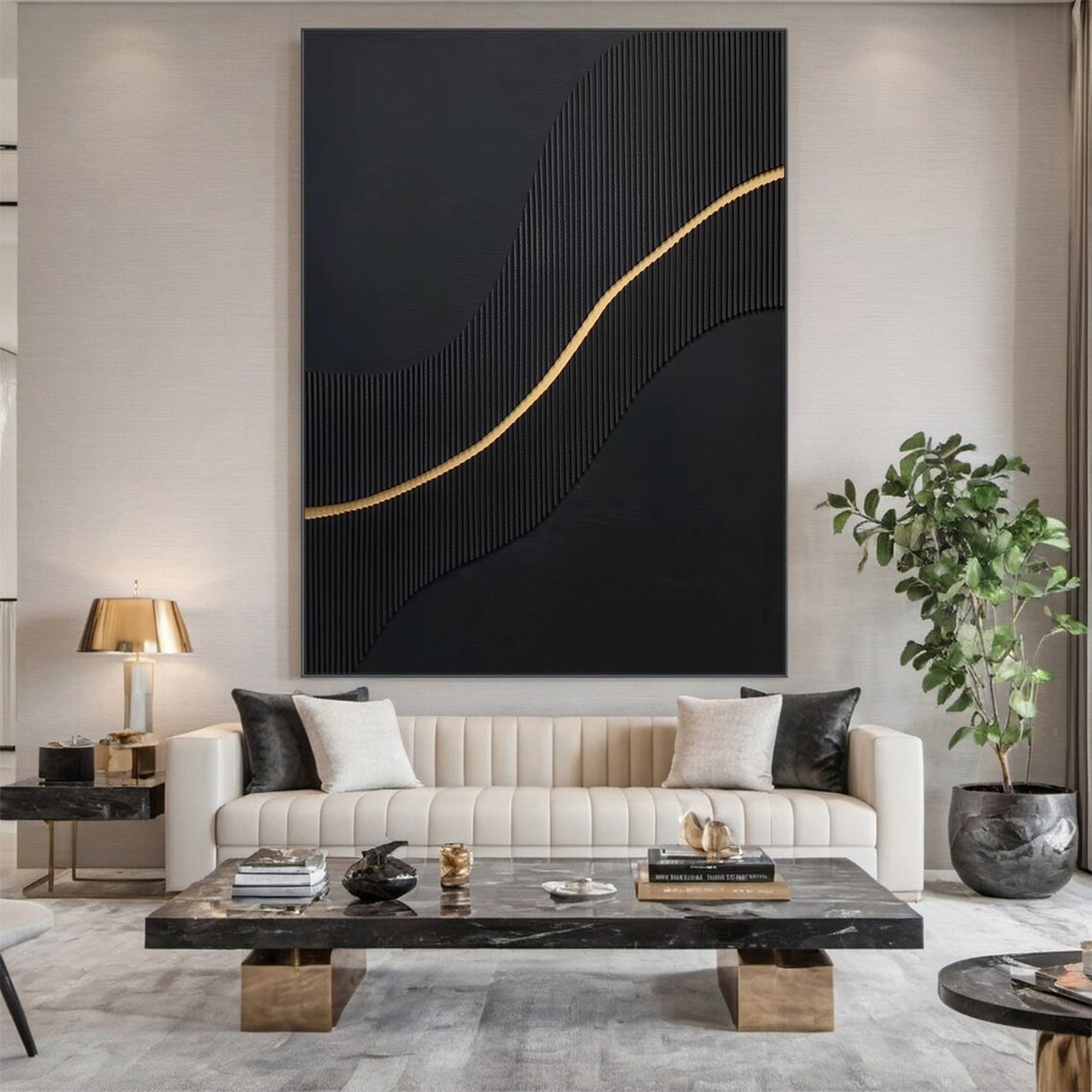 Minimalist Black & Gold Canvas Art Elegant Wall Decor #MM127