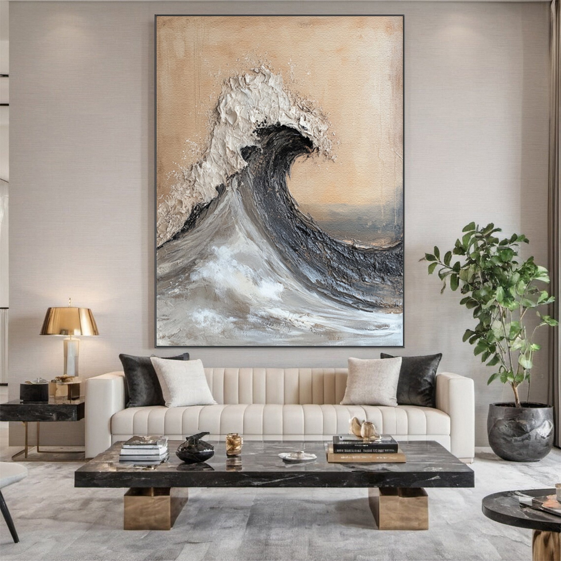 Modern Coastal Wall Art Textured Wave