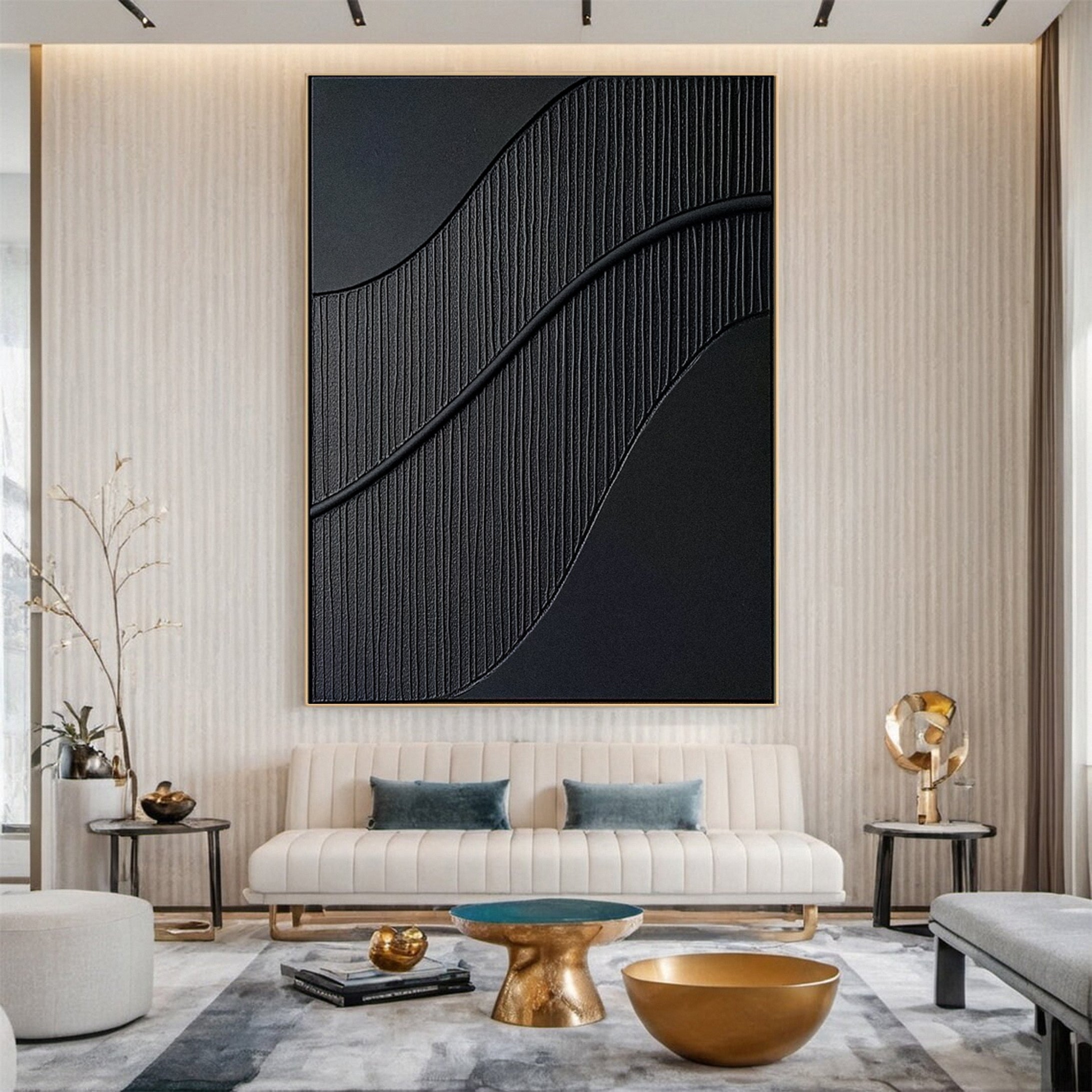 Modern Textured Black Wall Art