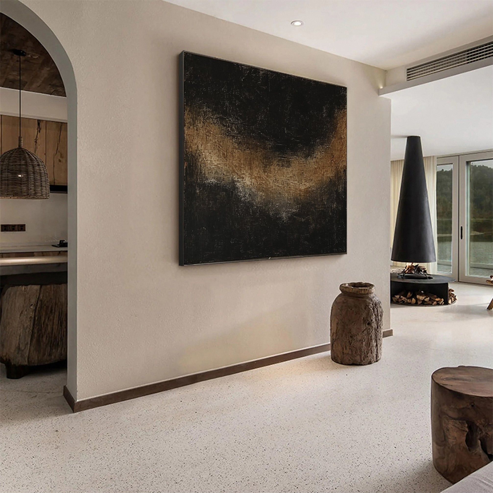 Contemporary Abstract Art in Dark Tones for Home Decor #MM133