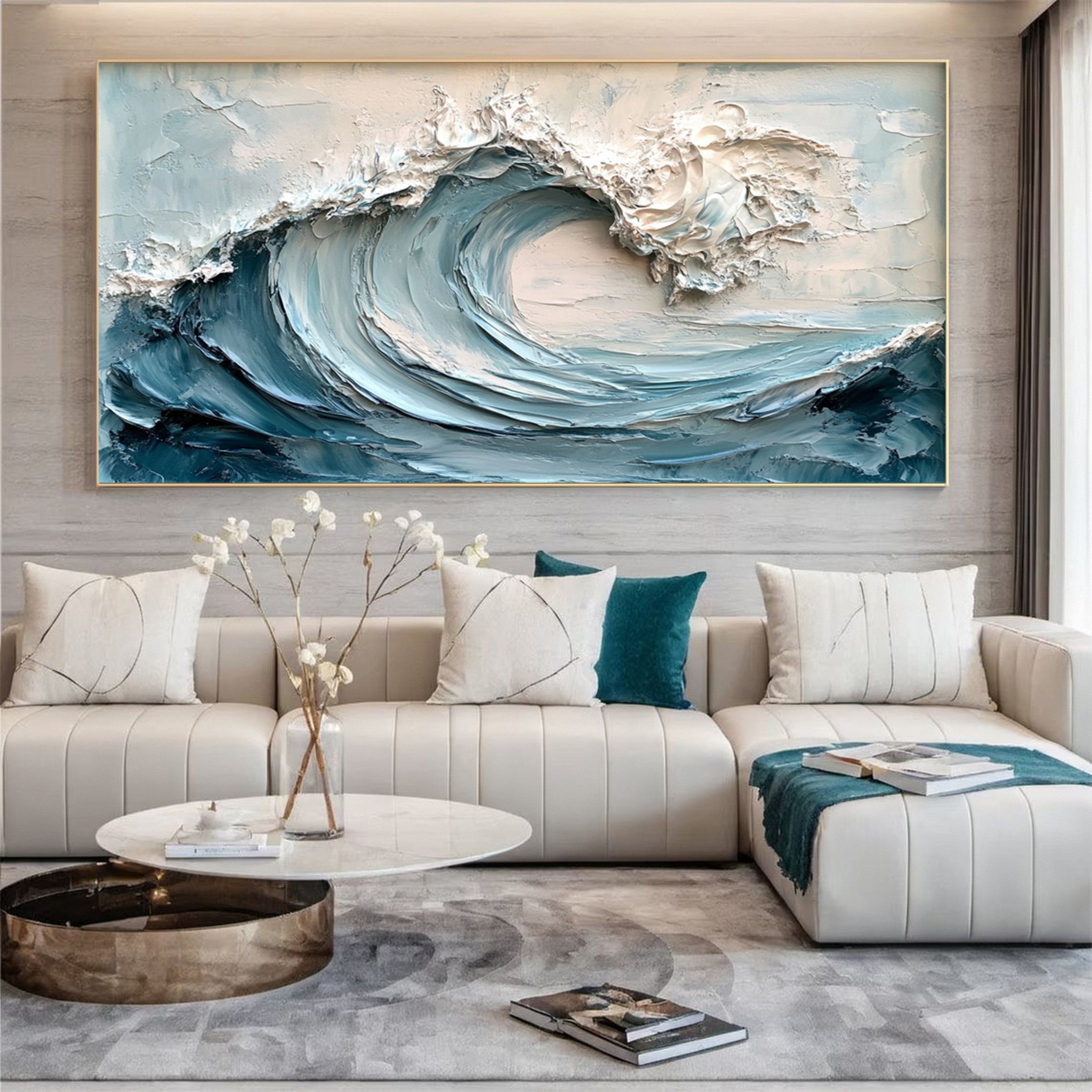 Dynamic Ocean Wave Canvas Art for Contemporary Homes #OP020