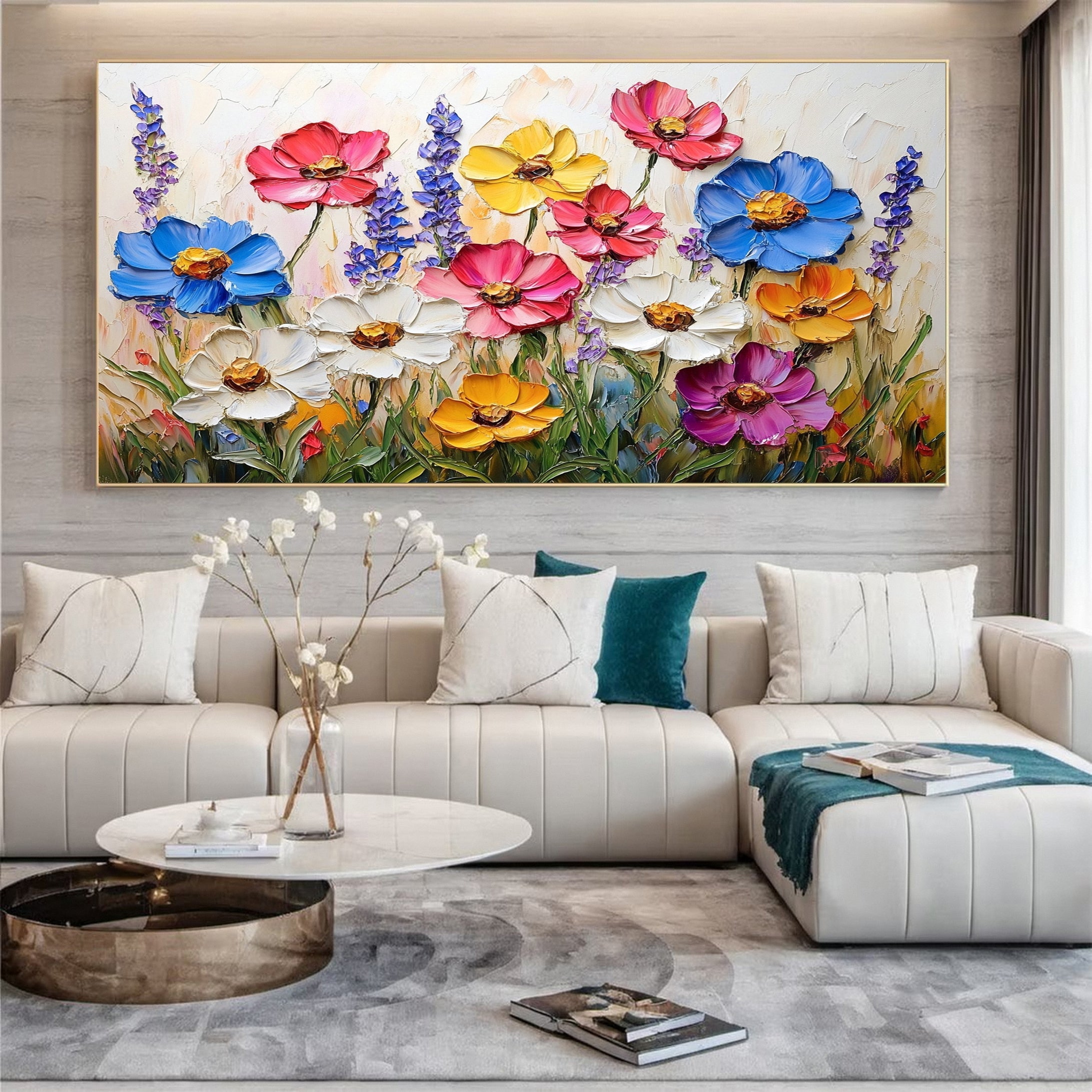 Elegant Colorful Bloom Wall Art for Modern Living Spaces #FB028