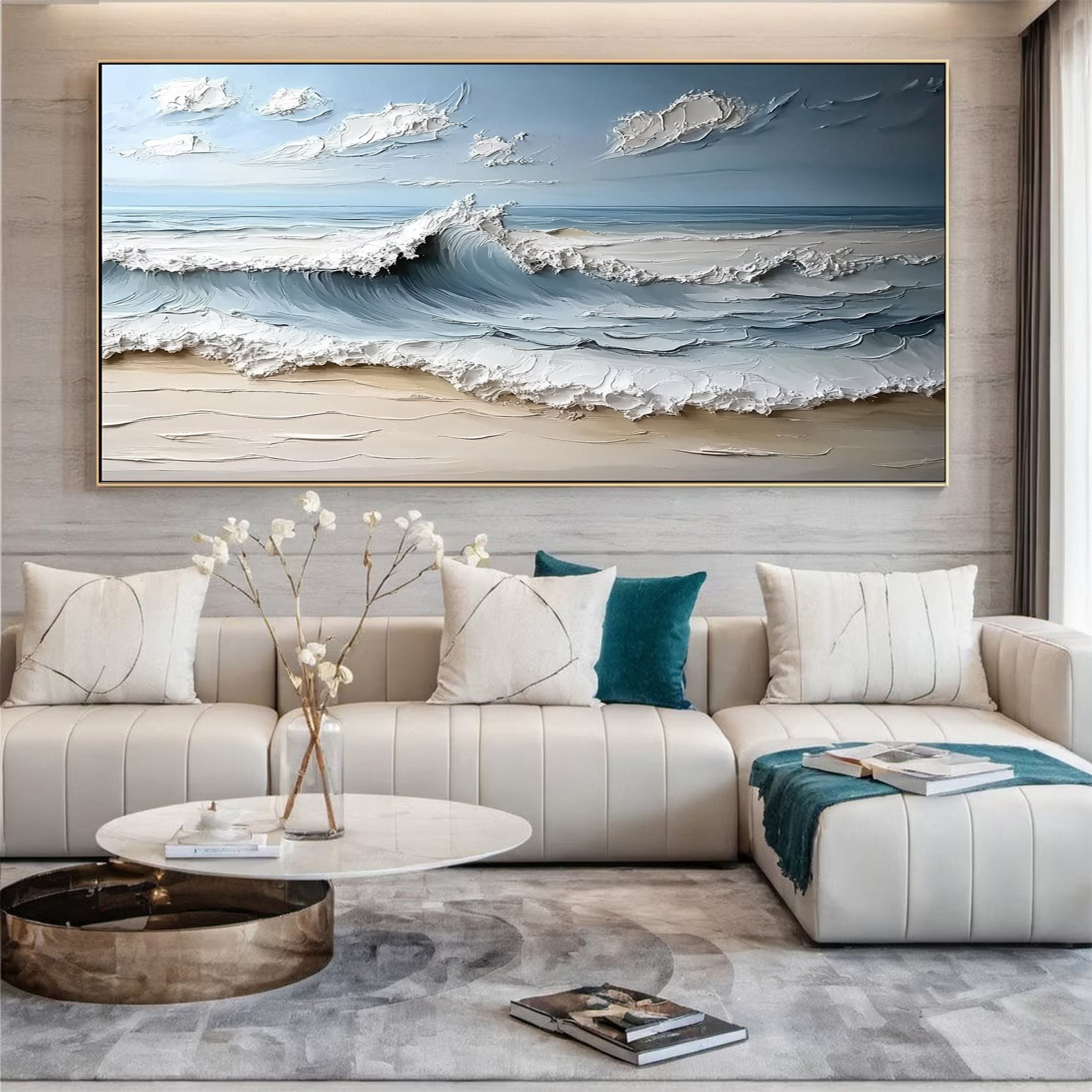 Large Ocean Wave Canvas Beach Coastal Wall Decor #OP023