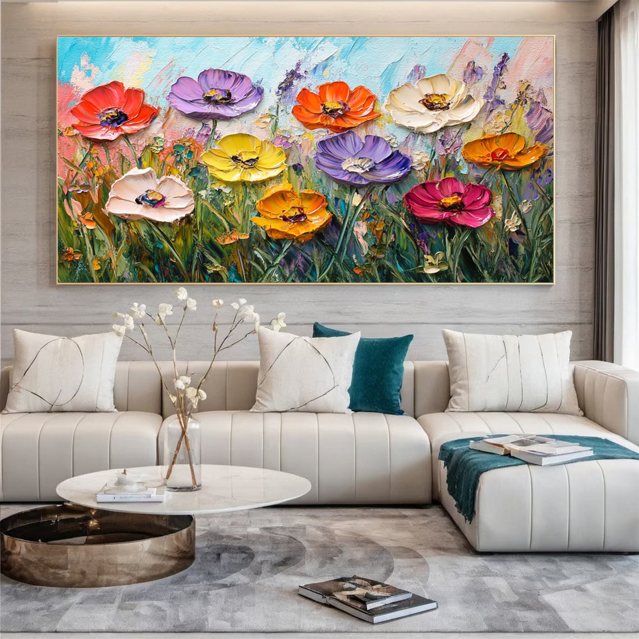 Vibrant Floral Abstract Painting for Contemporary Homes #FB029