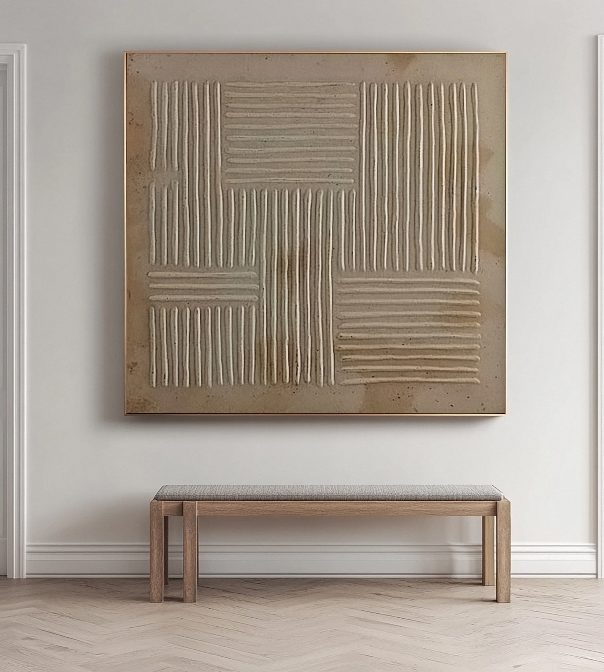 Patinaed Blocks: Wabi Sabi Art with Horizontal and Vertical Relief #MM589