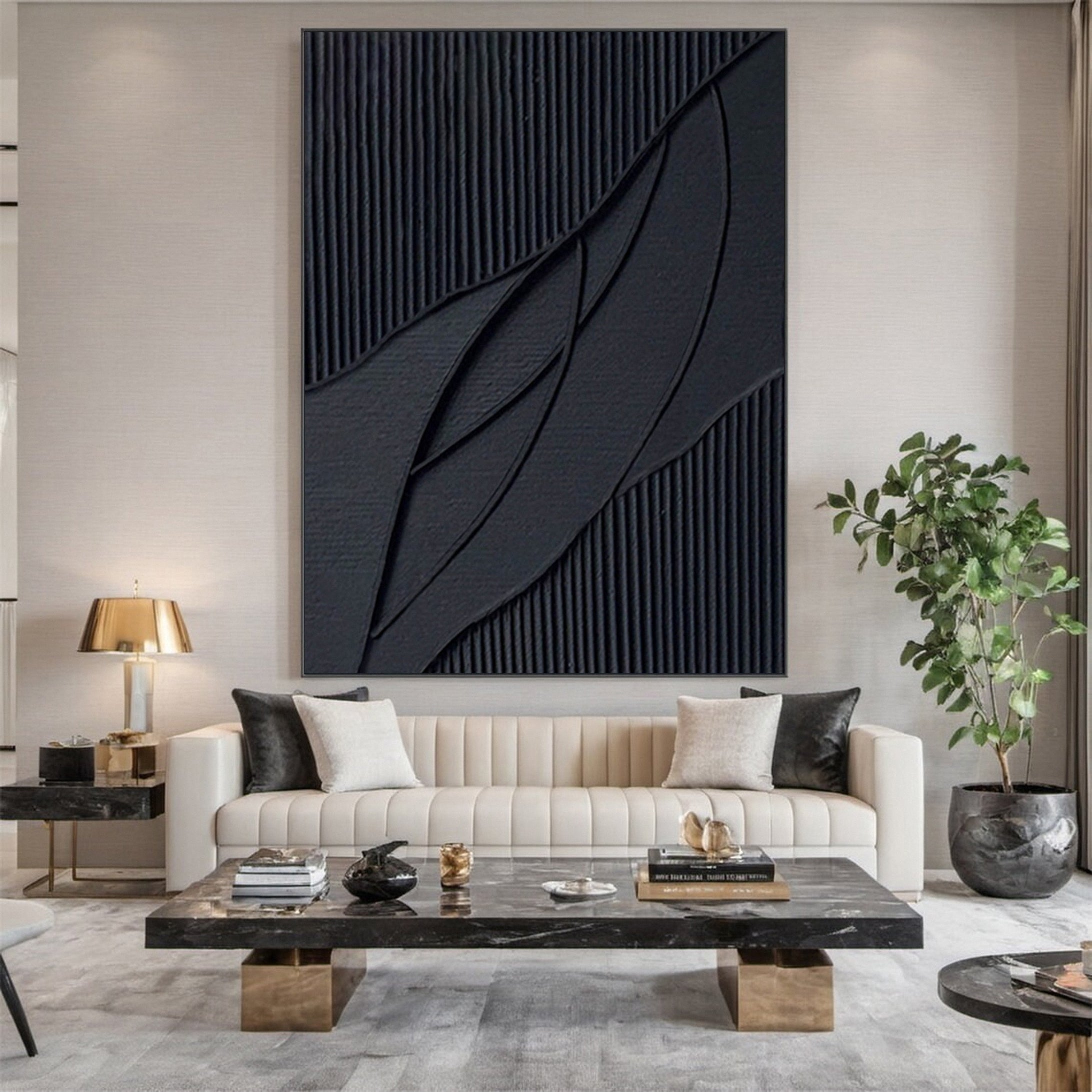 Minimalist Black Wall Art Textured Masterpiece #MM115