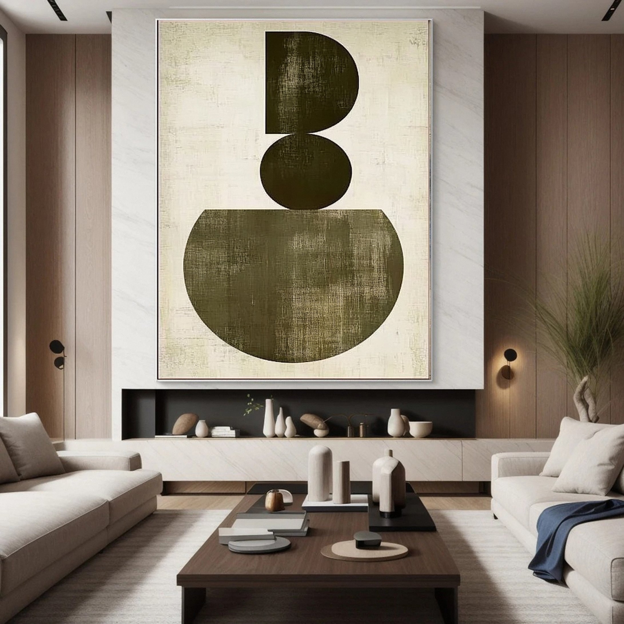 Modern Abstract Wall Art Neutral Geometric Statement #MM138