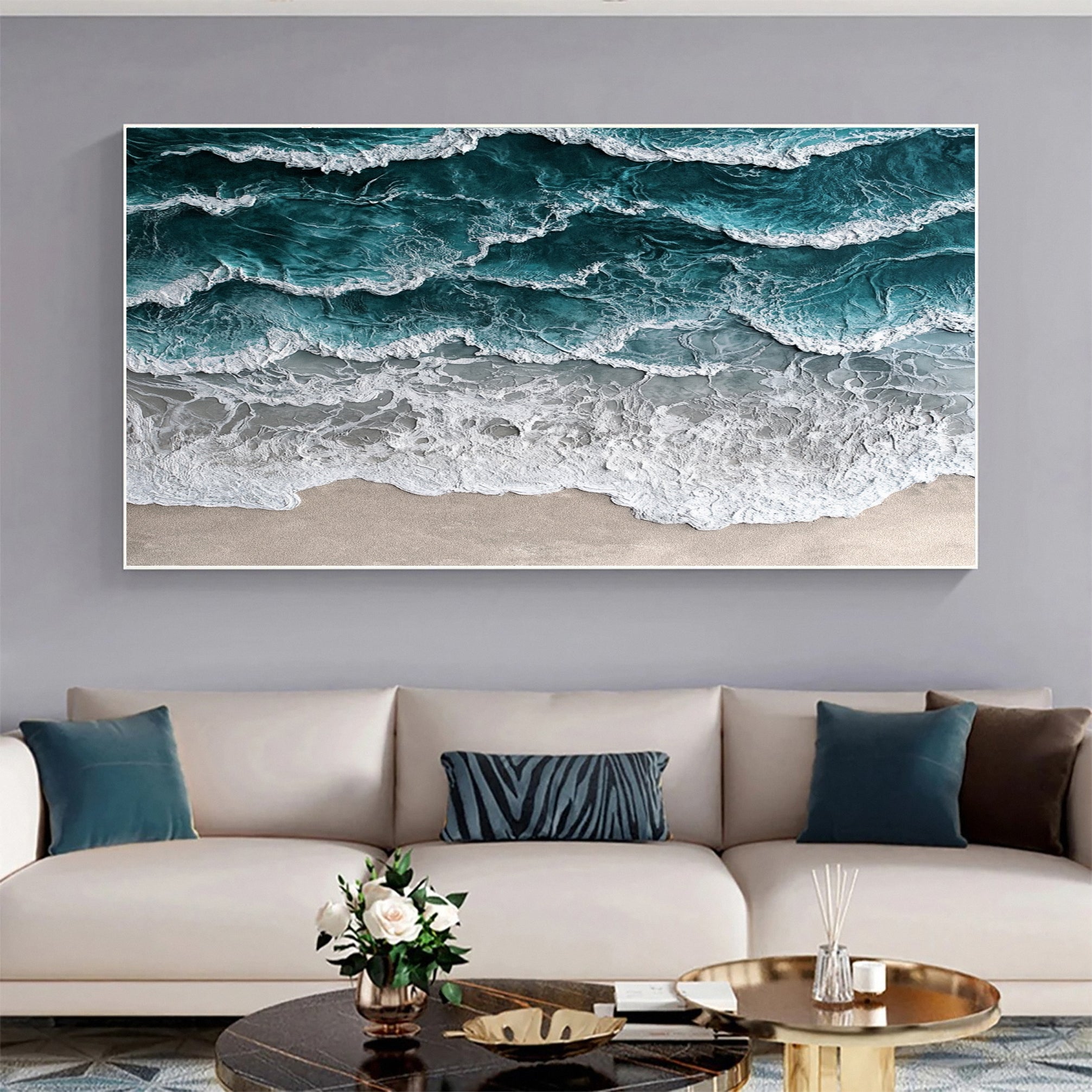 Large Ocean Canvas Art Coastal Wave