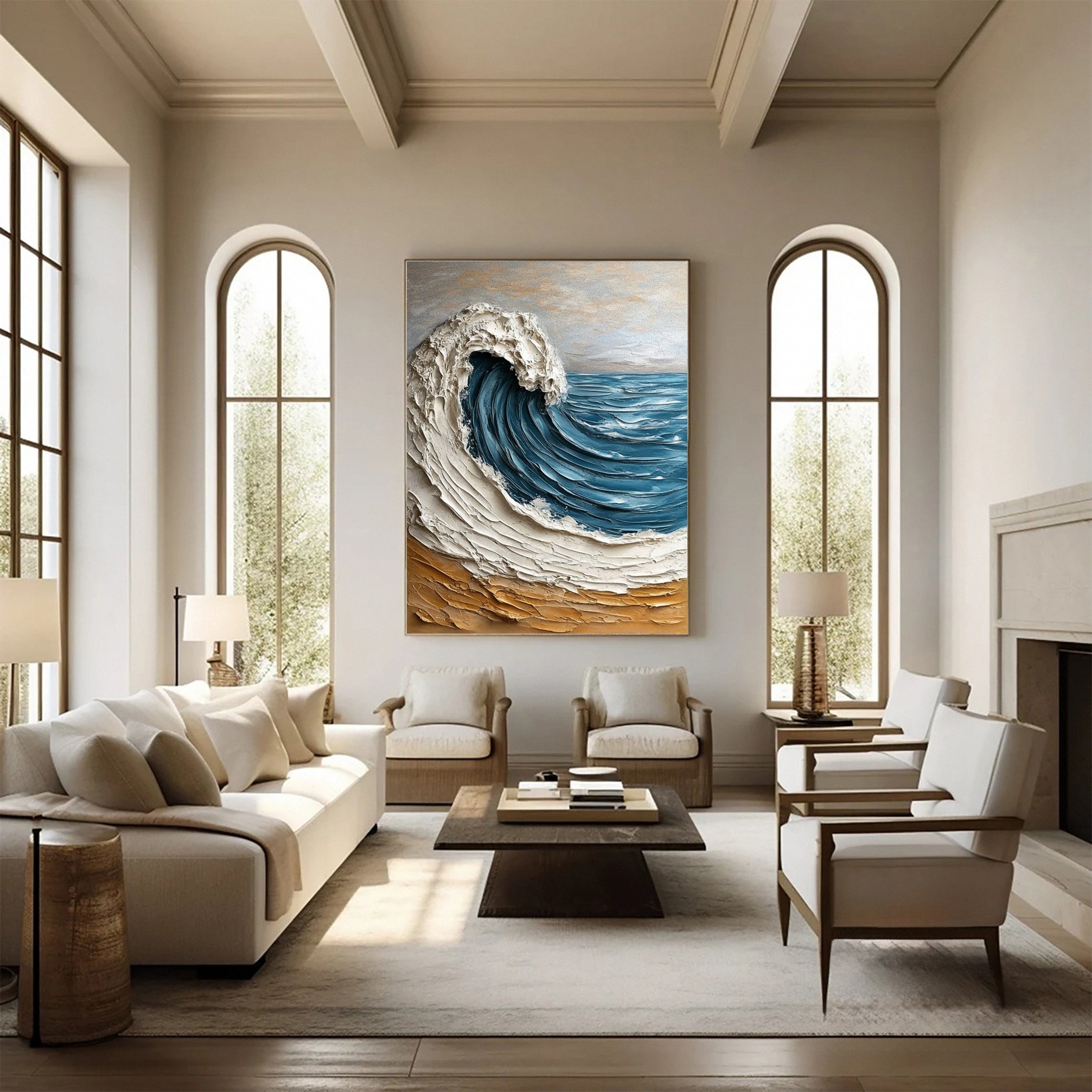 Dynamic Ocean Wave Canvas Art for Elegant Homes #OP032