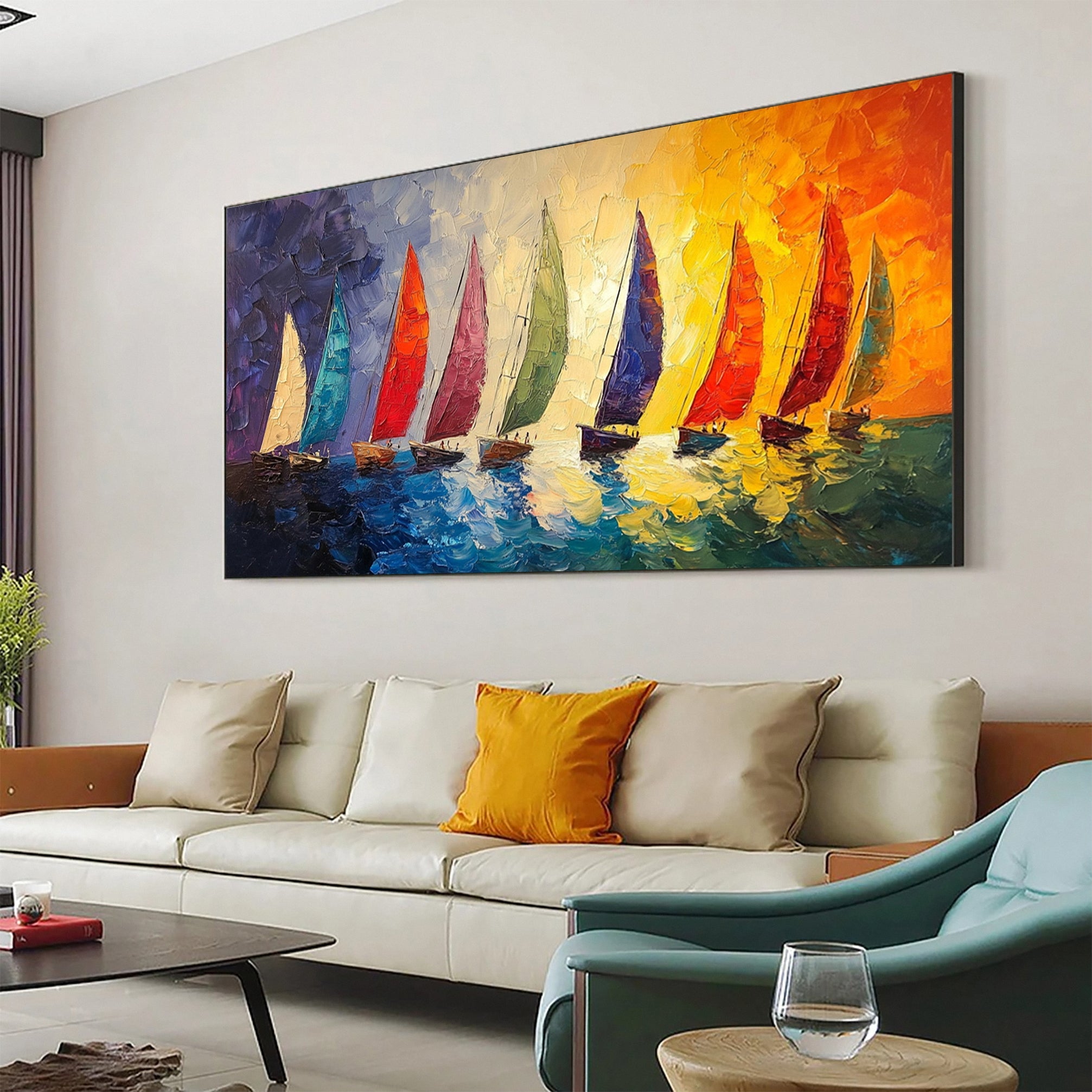 Colorful Sailboats Wall Art for Nautical Themed Decor #MM158