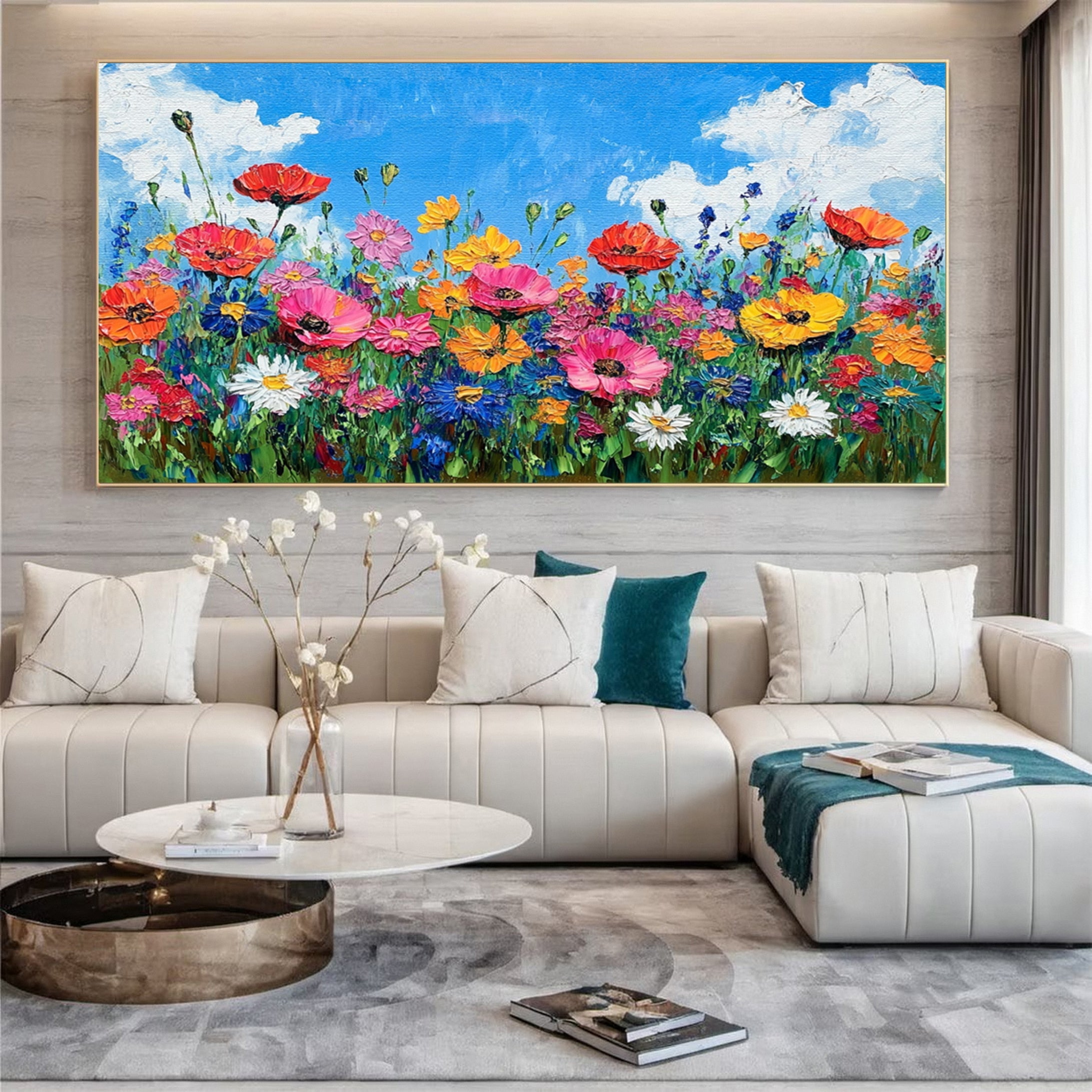 Floral Bliss Abstract Wildflower Landscape Art For Wall Decor #FB030