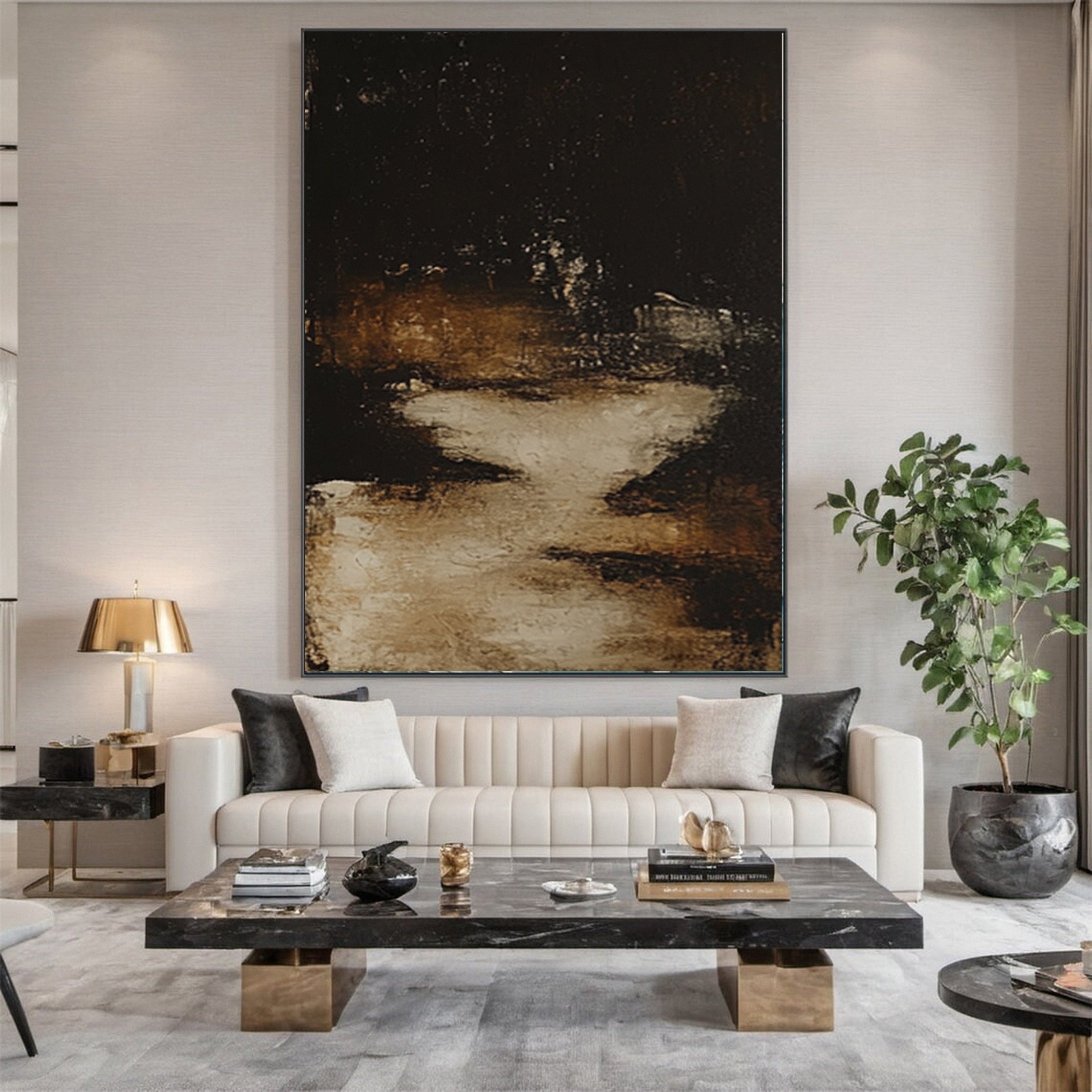 Elegant Dark and Earthy Abstract Art for Living Room Decor #MM150