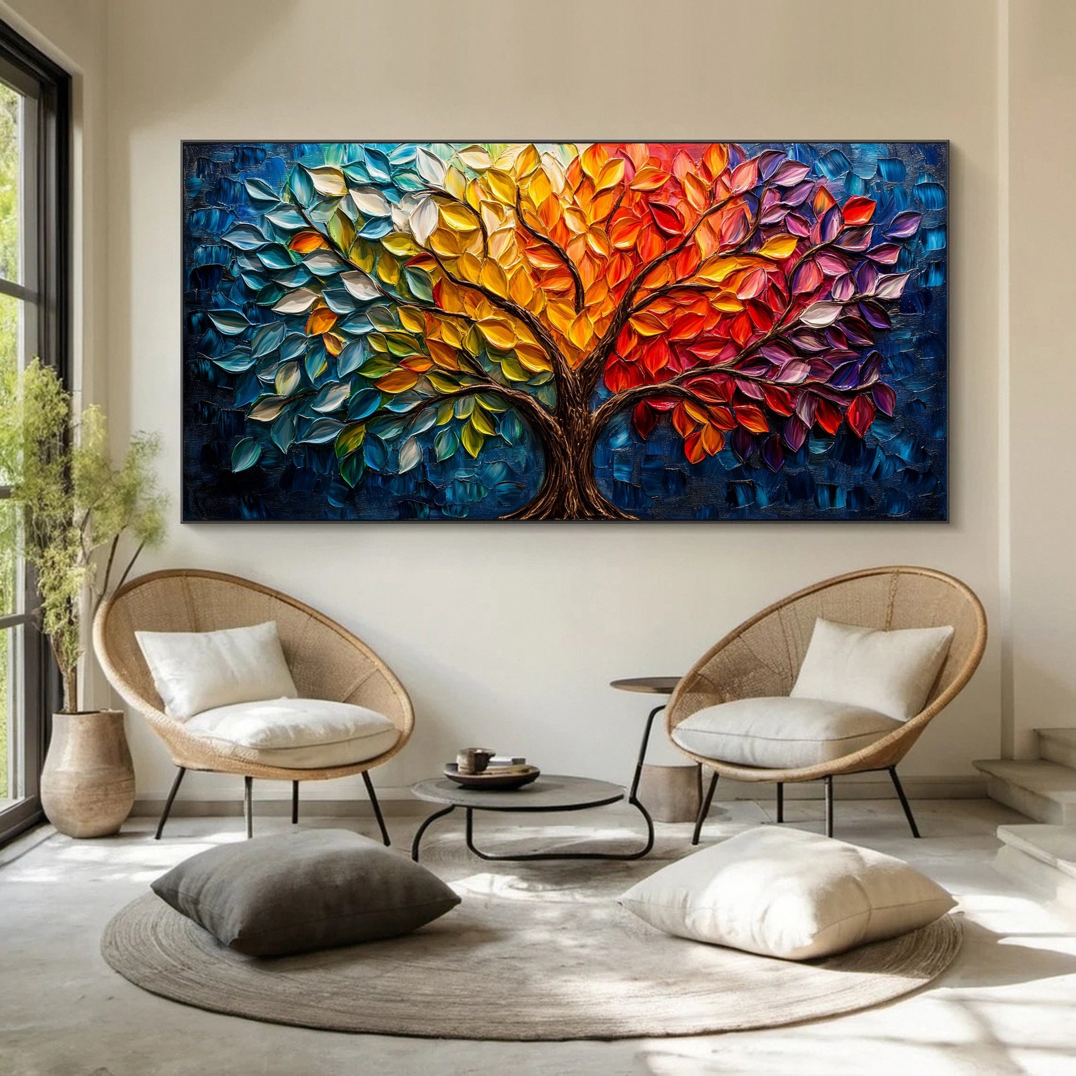 Colorful Tree of Life Wall Art Modern Abstract Painting #TP026