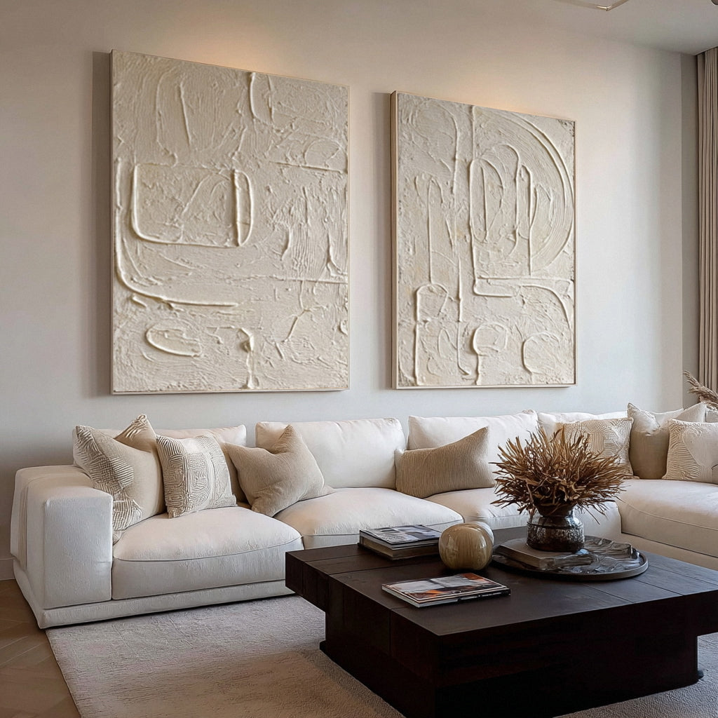 Abstract Relief Art Duo for Modern Interiors #AG 013